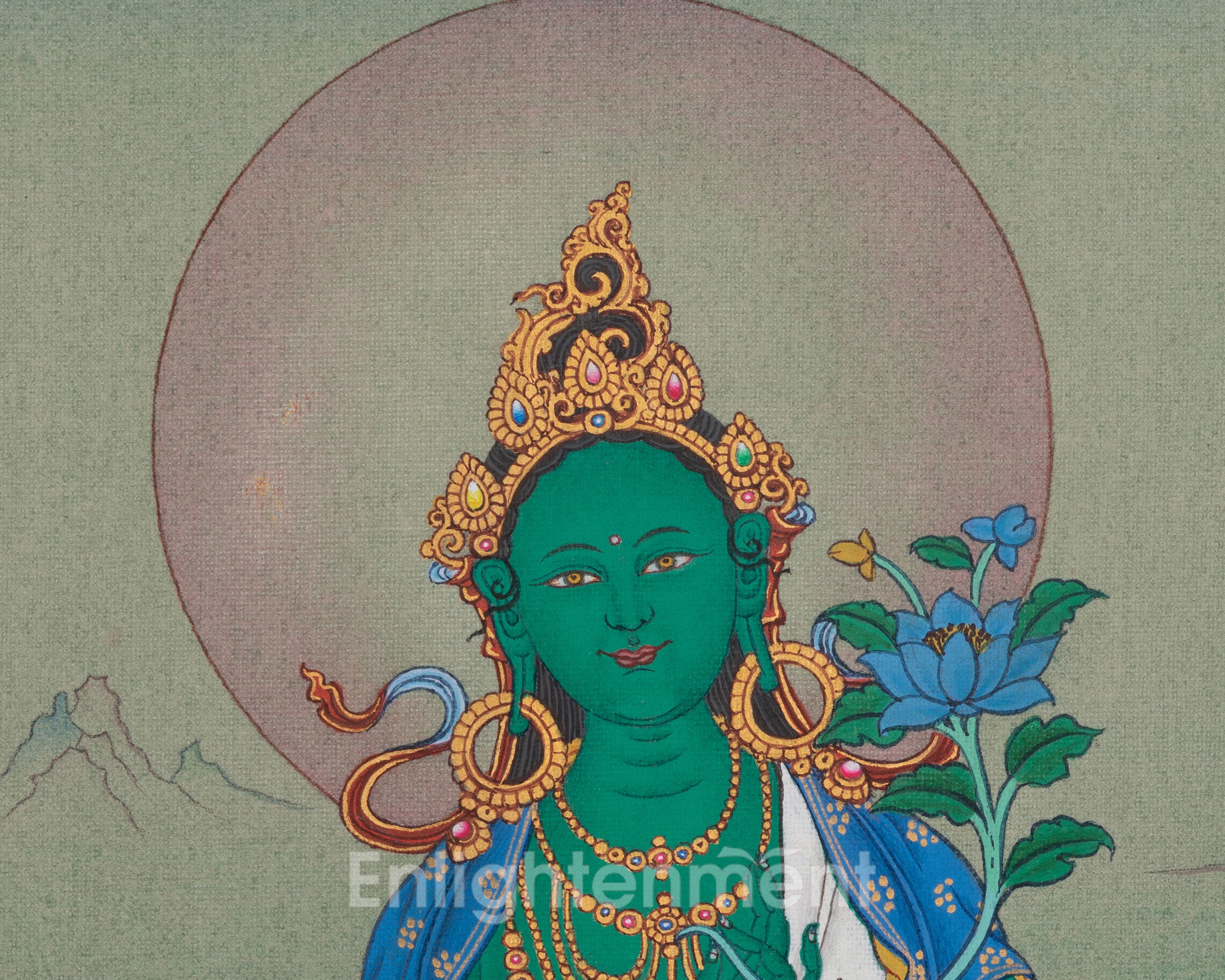 Green Tara Healing Thangka | Compassionate Deity | Himalayan Artwork