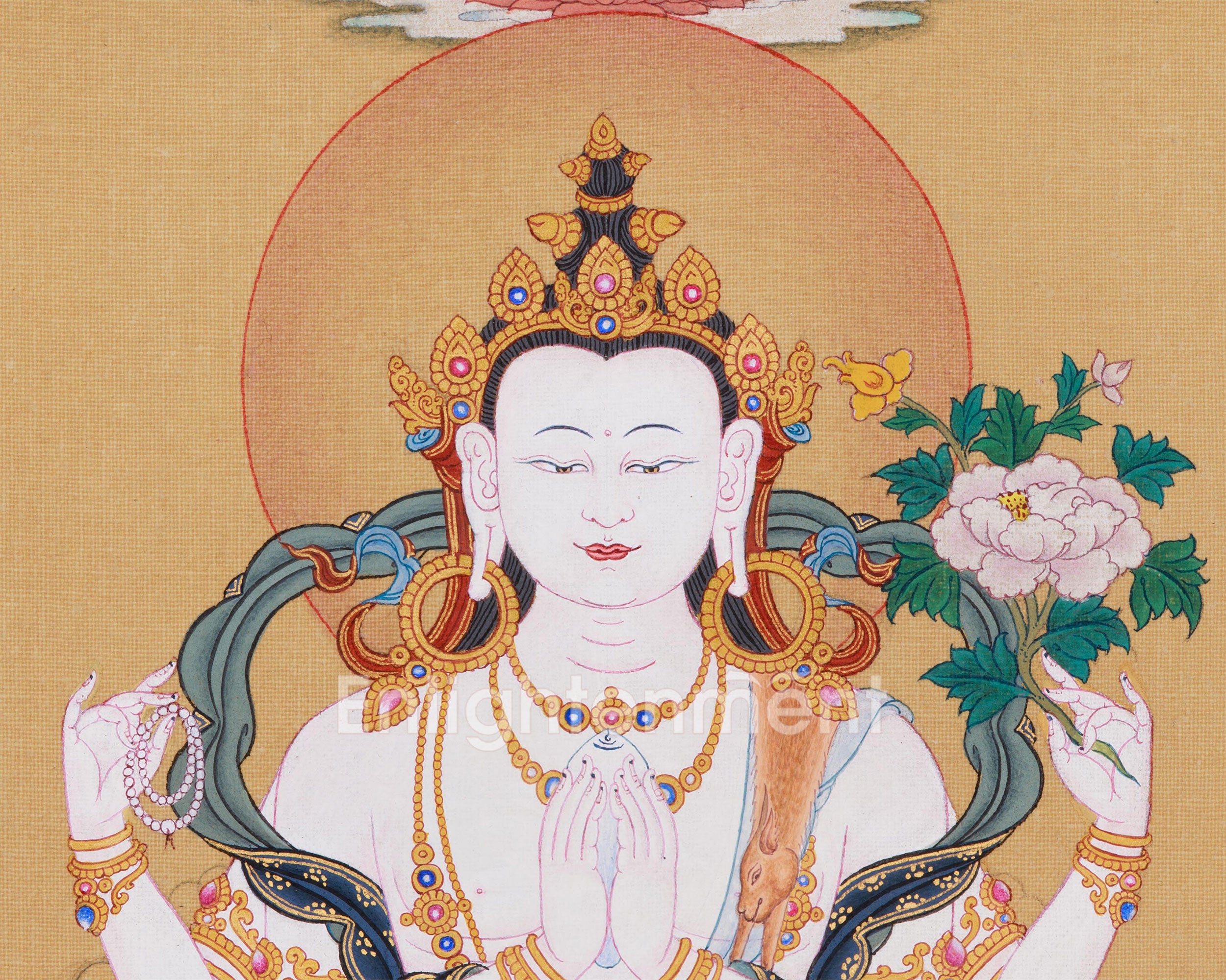 Divine Chenrezig with Amitabha Thangka | A Radiant Offering of Love and Enlightenment