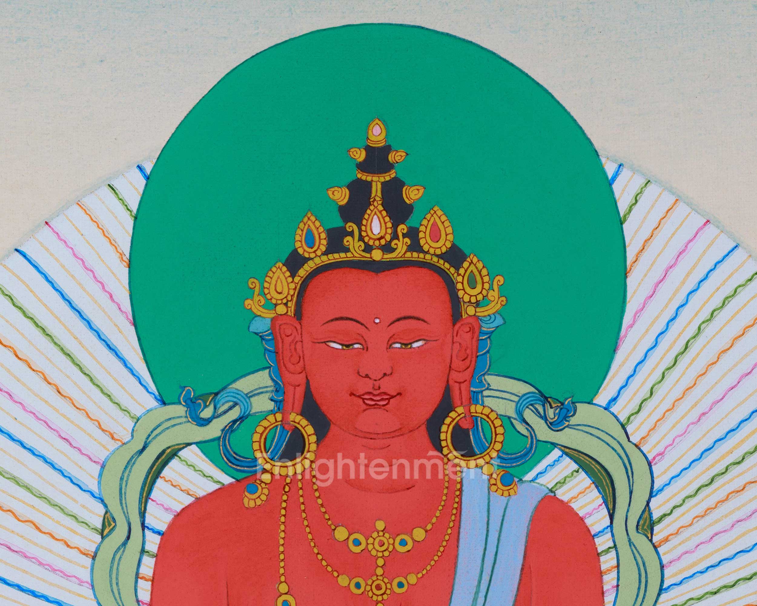 Eternal Bliss: Hand-Painted Amitayus Thangka - With Brocade
