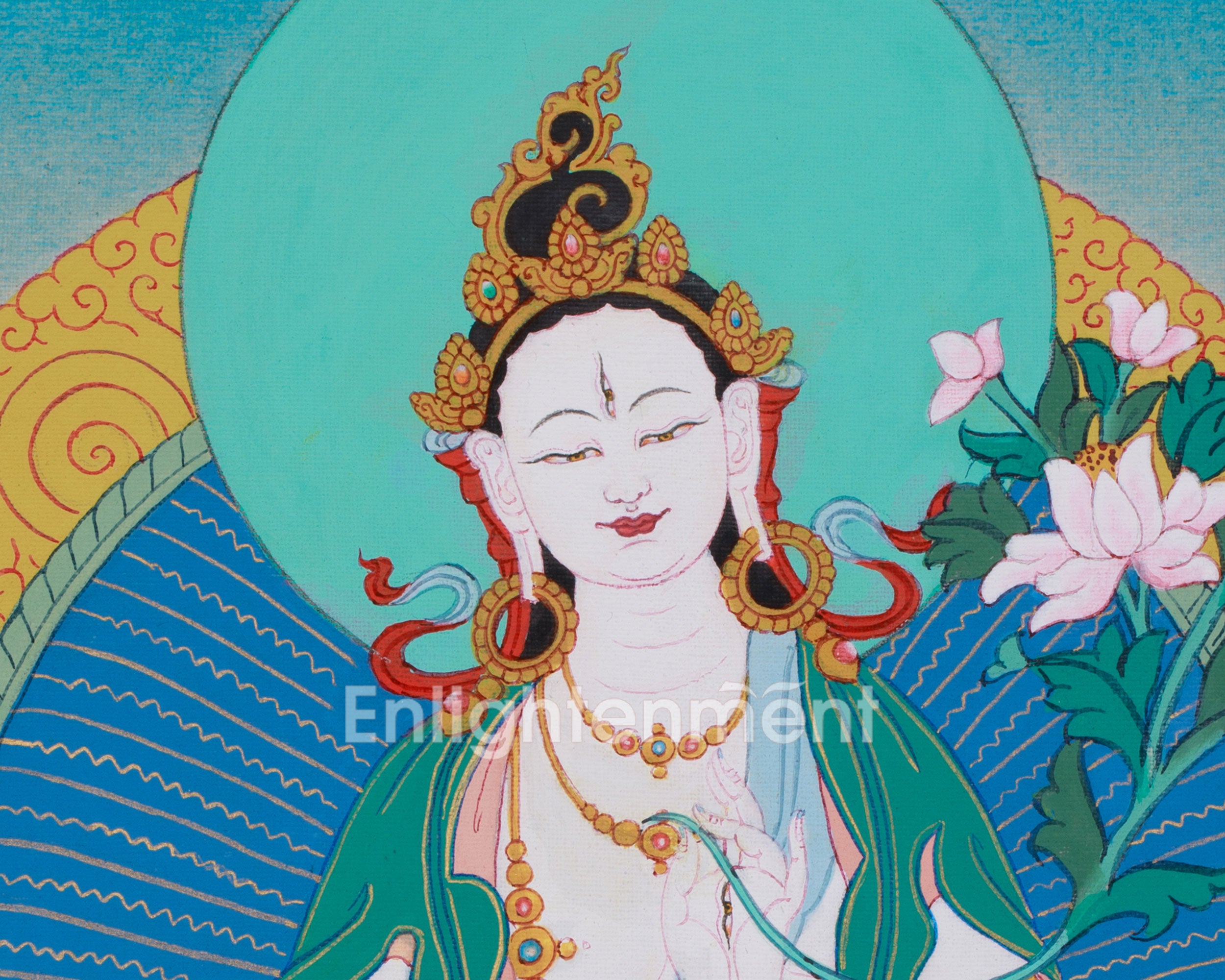 30 cm White Tara Thangka | Goddess of Longevity and Healing