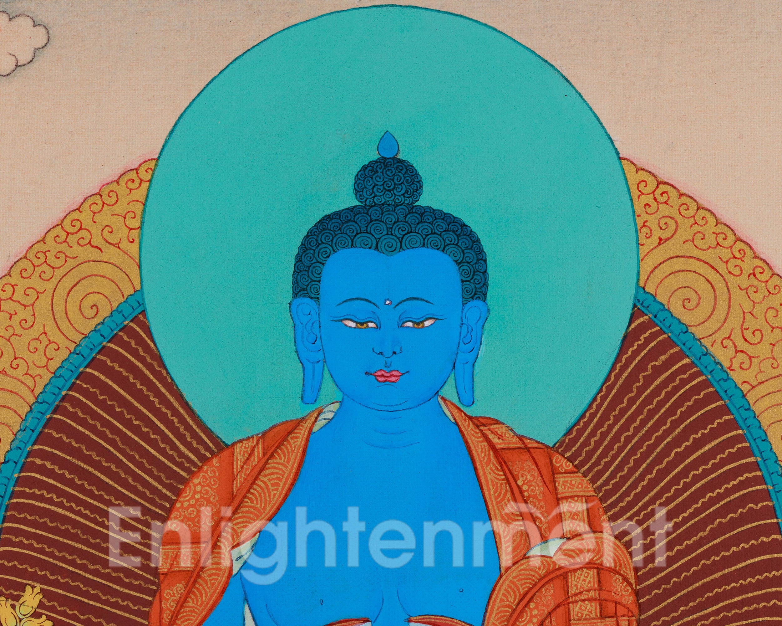 Tibetan Blue Bhaisajyaguru Thangka | Medicine Buddha For Healing