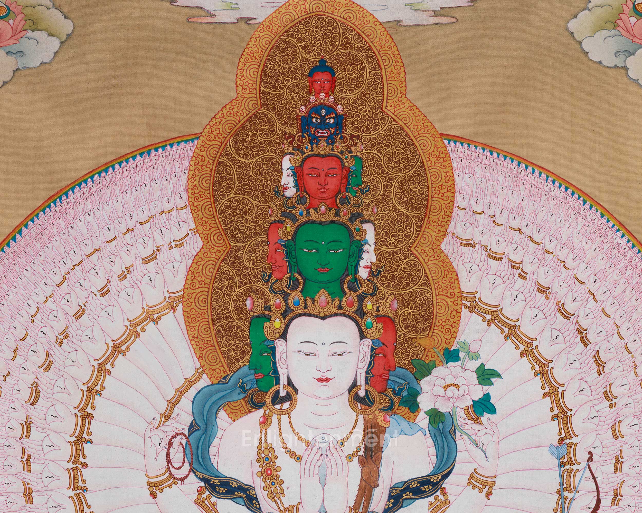 Himalayan Thangka of 1000 Armed Chenrezig | The Bodhisattva of Compassion