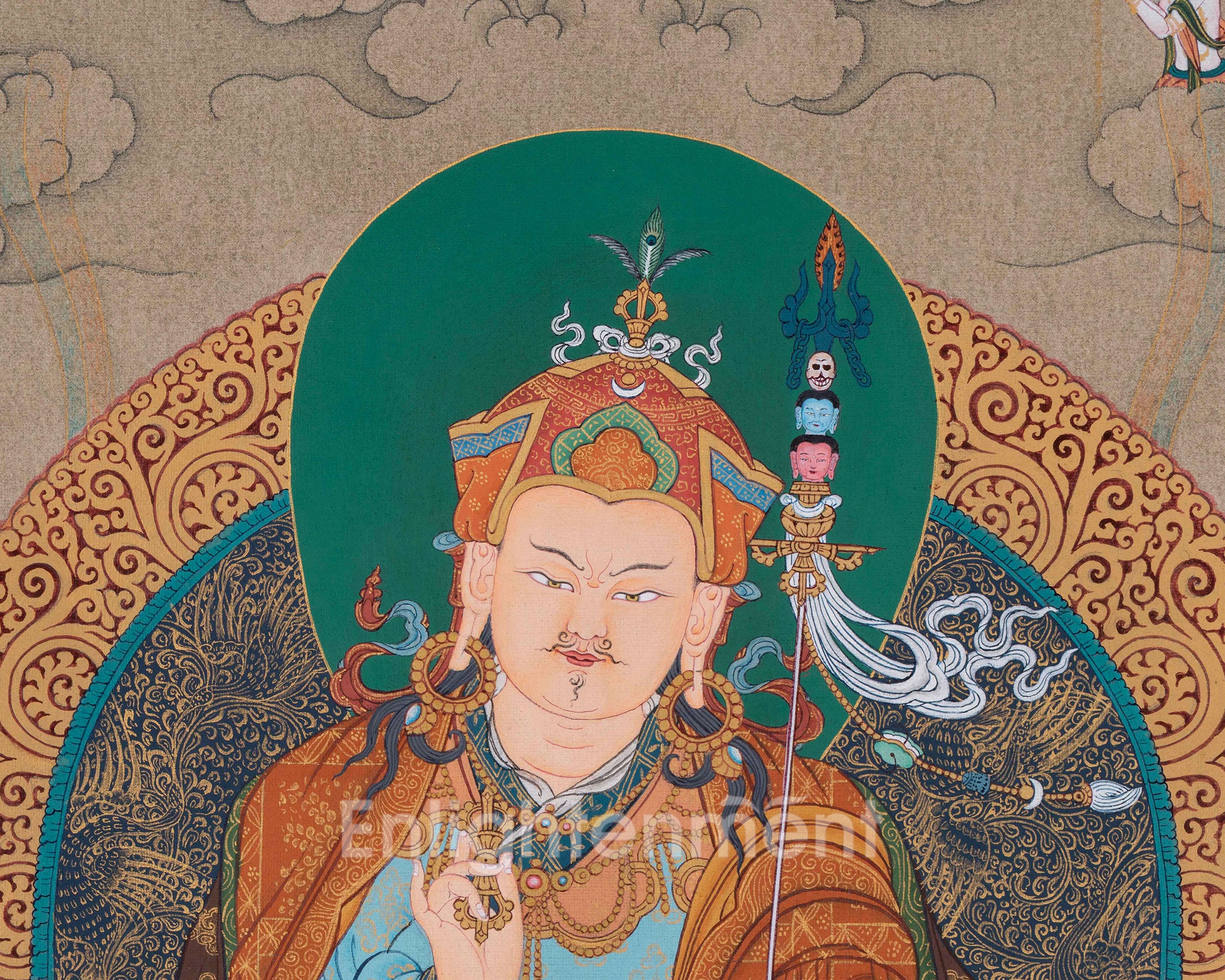 Lake-born Vajra, Guru Tsokye Dorje Thangka | A Masterpiece of Divine Assembly