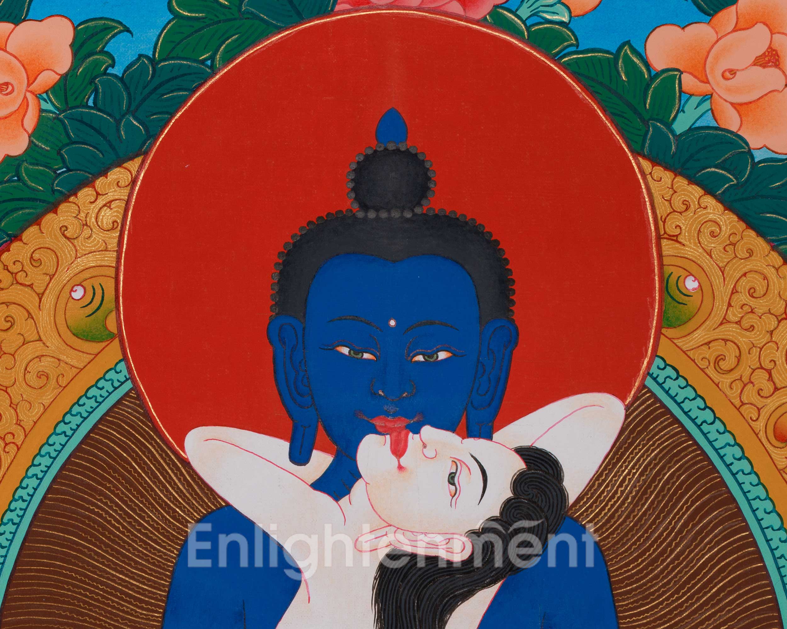 Hand-Painted Primordial Buddha Samantabhadra with Consort | Traditional Artwork