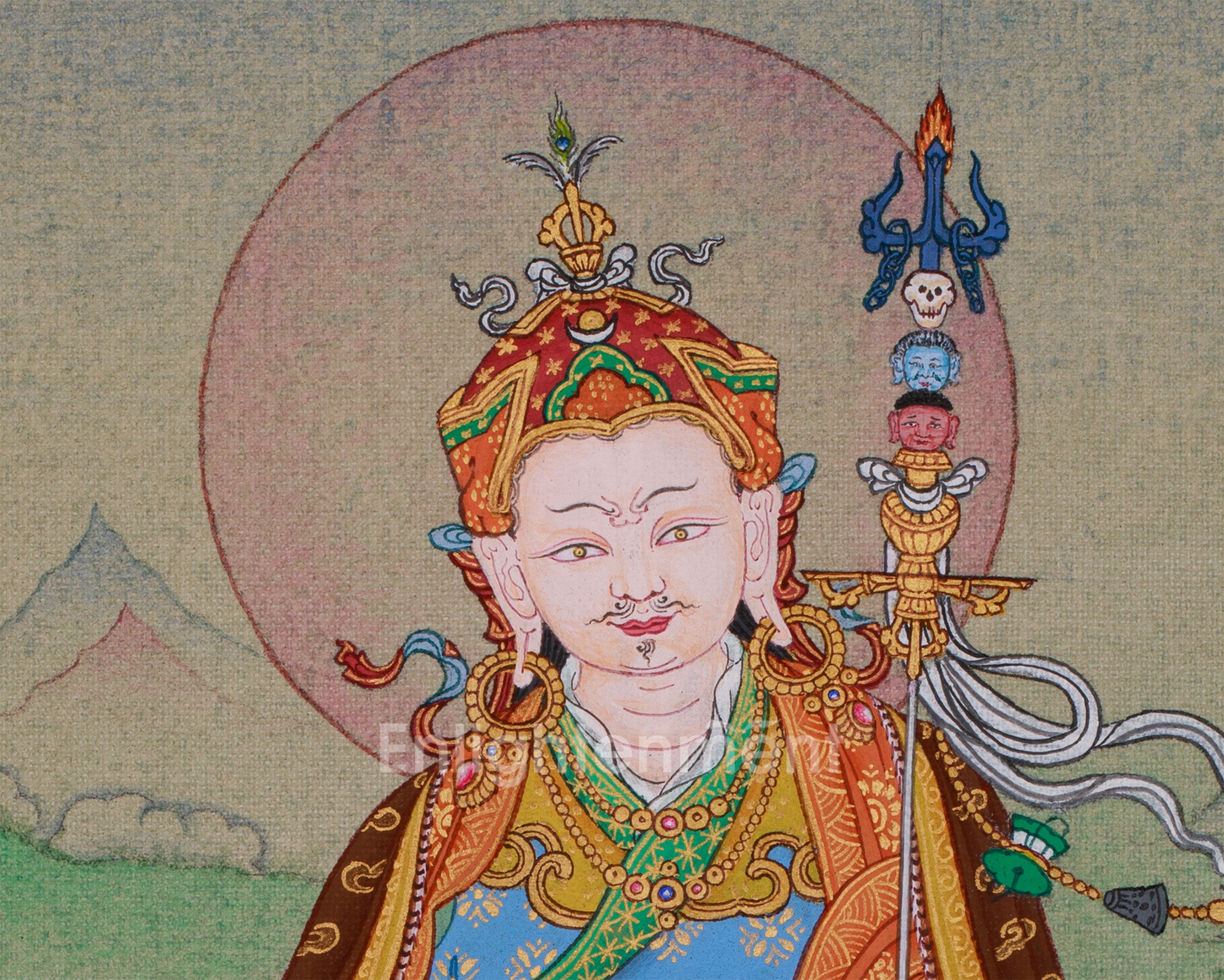 Enlightened Master Guru Rinpoche | Small Tibetan Art of Enlightenment and Protection