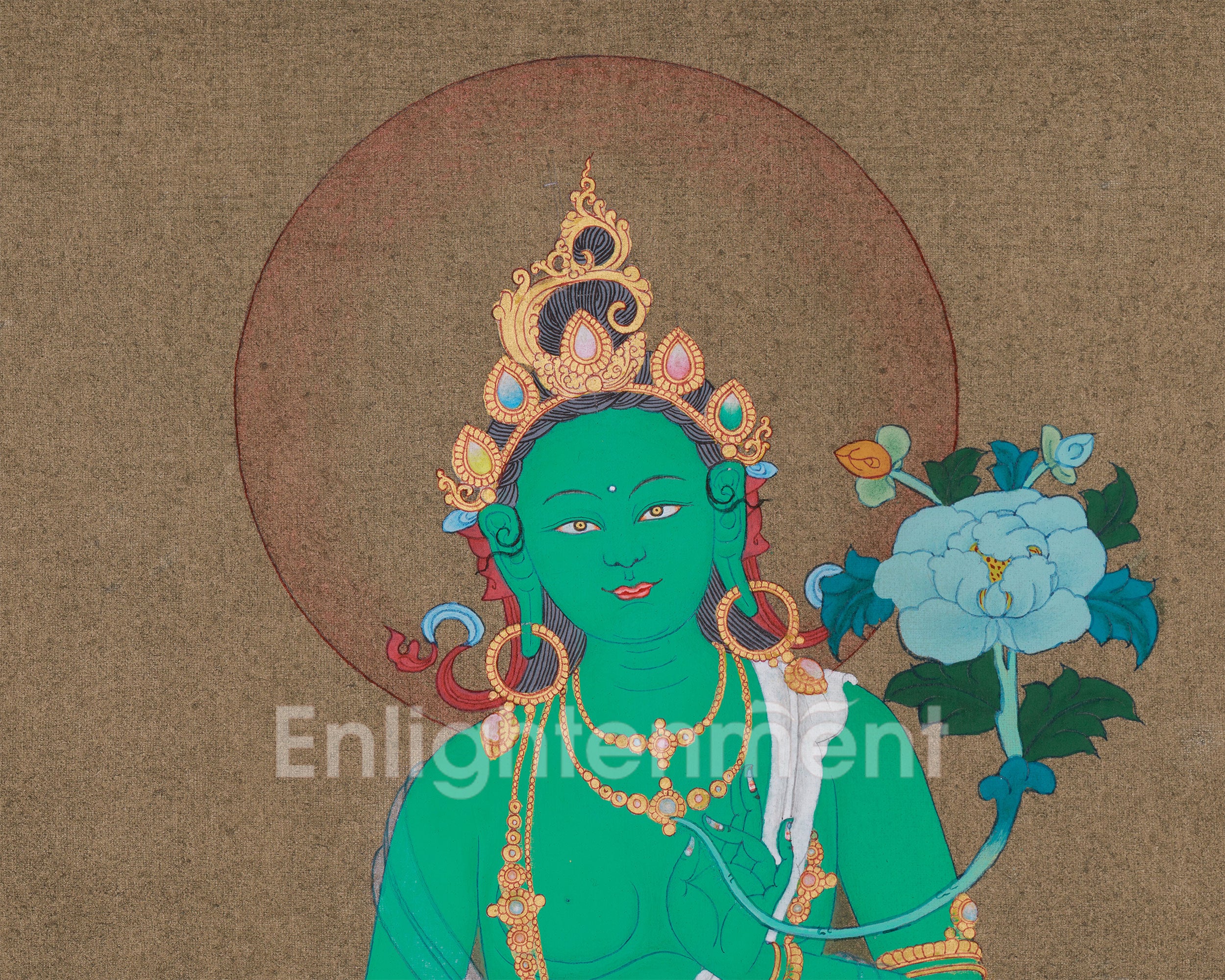 Traditional Green Tara Thangka | Buddhist Art of Compassion and Swift Protection