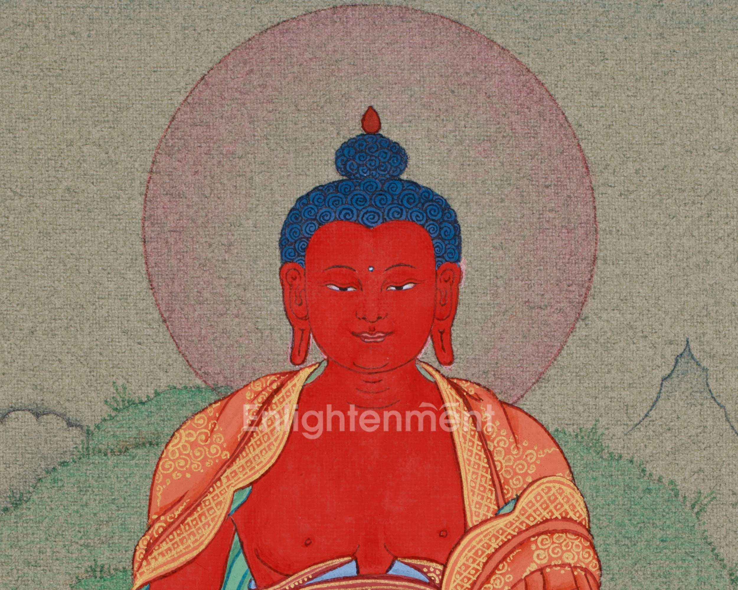 6.5 Inch Tibetan Amitabha Buddha Painting | Buddha of Limitless Light and Serenity