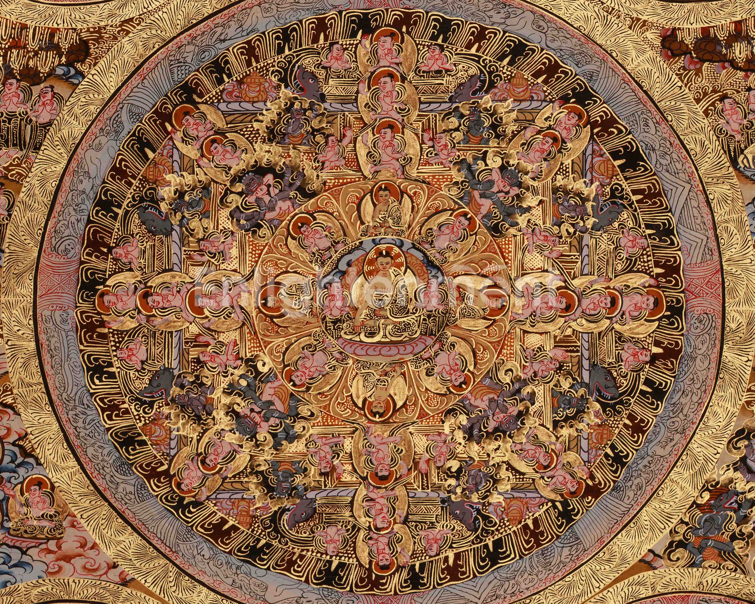 Buddha Mandala Sacred Artwork | Tibetan Mandala Of Wisdom & Compassion | Spiritual Altar