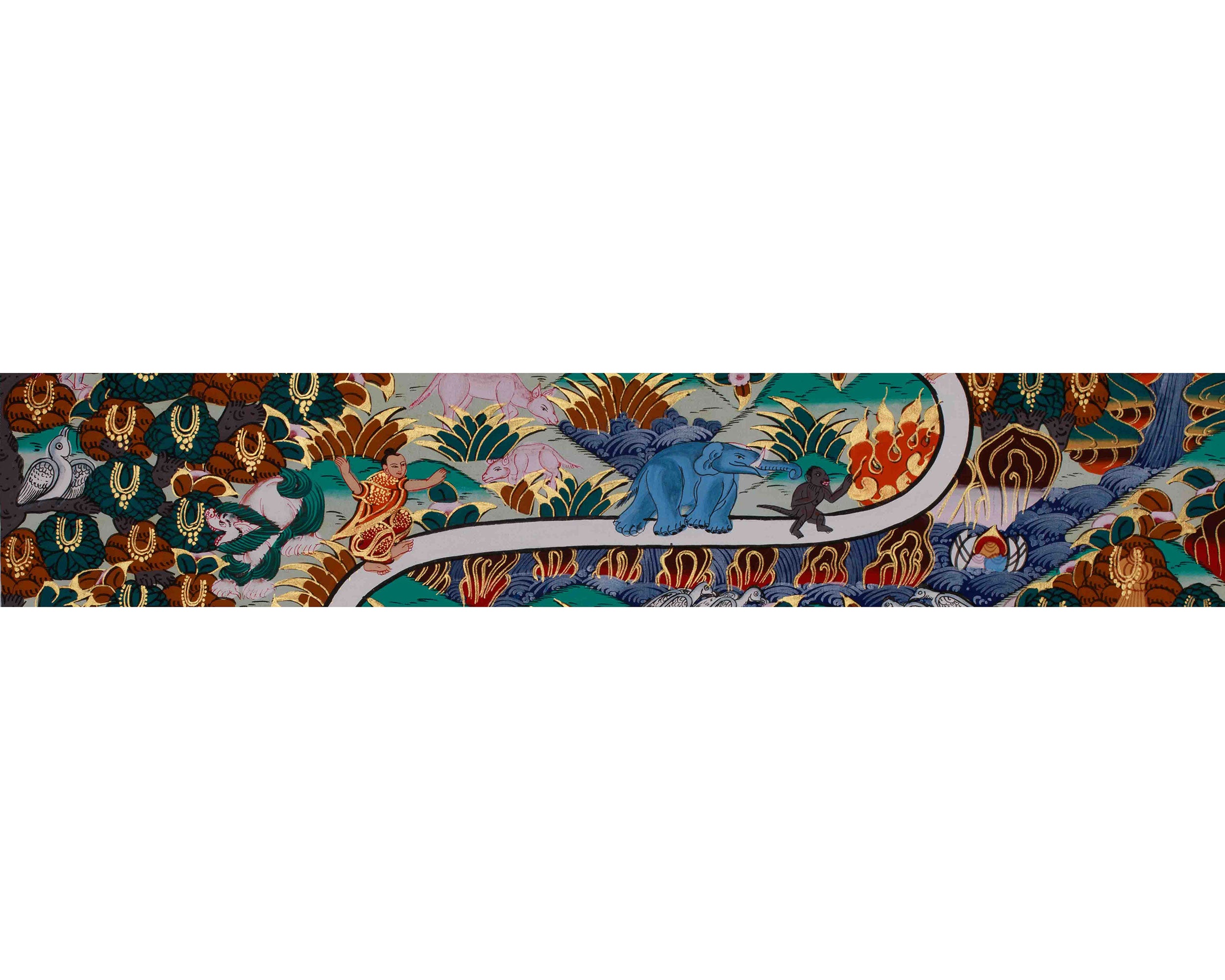 Traditional Samatha Meditation Thangka | Hand Painted Buddhist Mindfulness Art