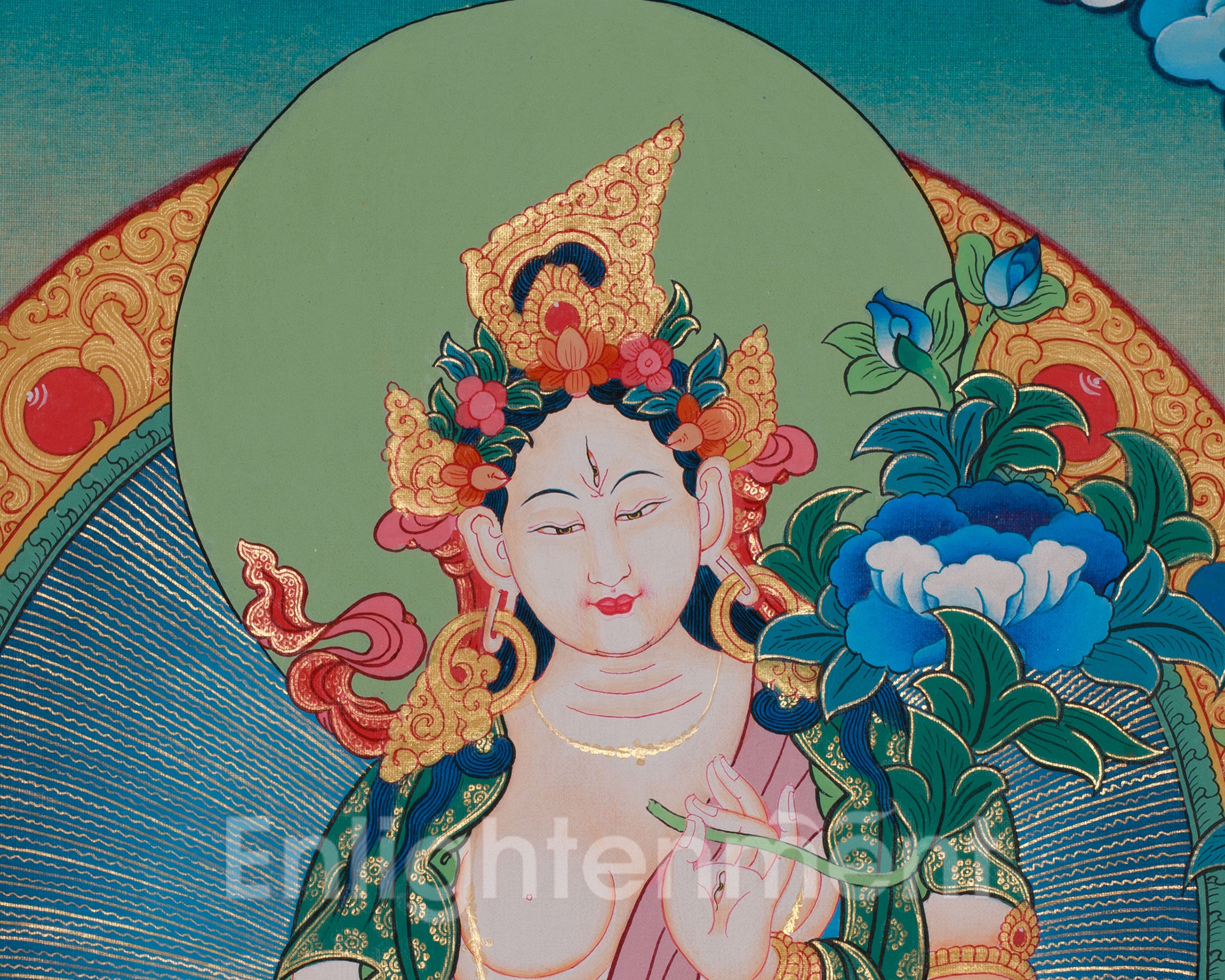 Sacred White Tara Thangka | Buddhist Goddess of Peace and Healing