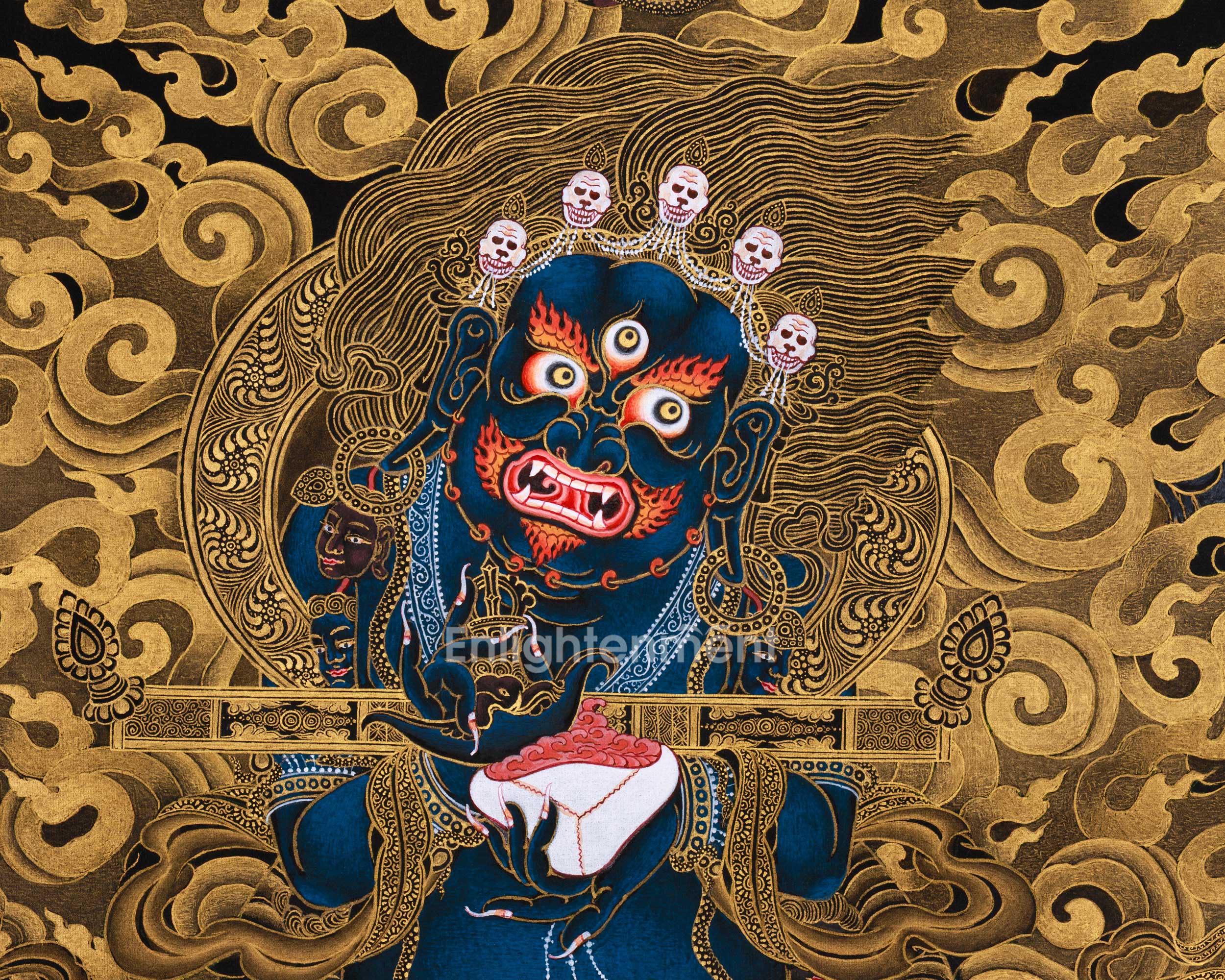 Sakya Mahakala with Retinue, Gold Thangka