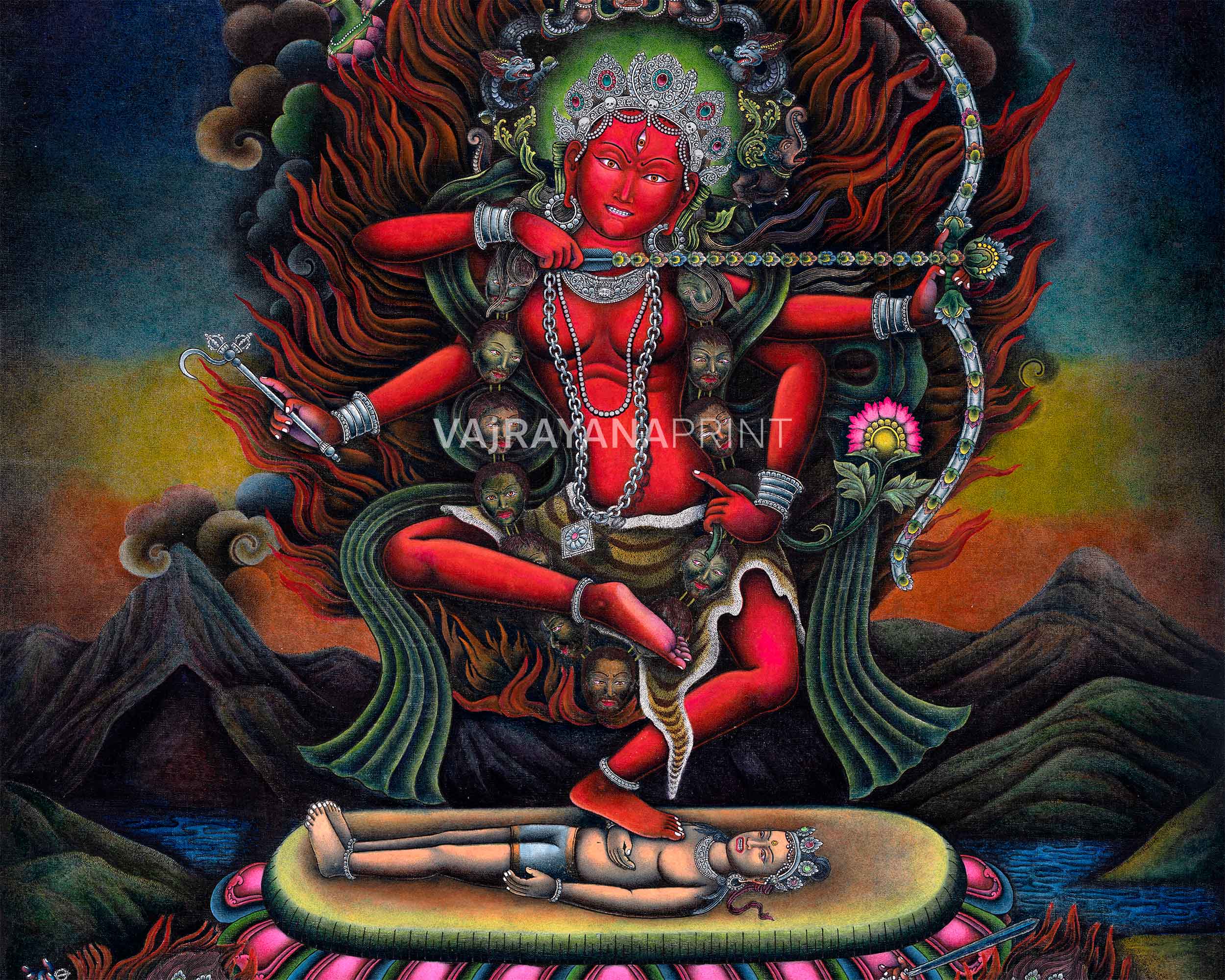 Kurukulle with Mahakala Newari Print | High Quality Giclee Wall Hanging Canvas