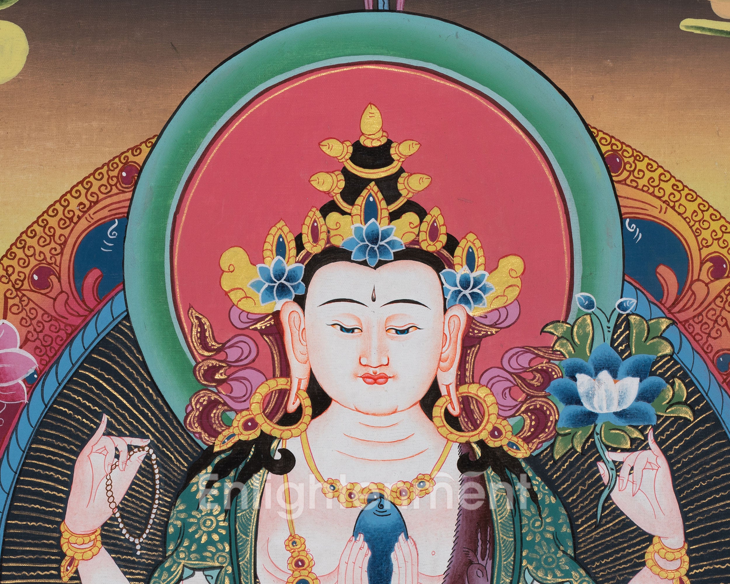 Four-Armed Chenrezig Painting | Tibetan Deity of Infinite Mercy and Loving-Kindness