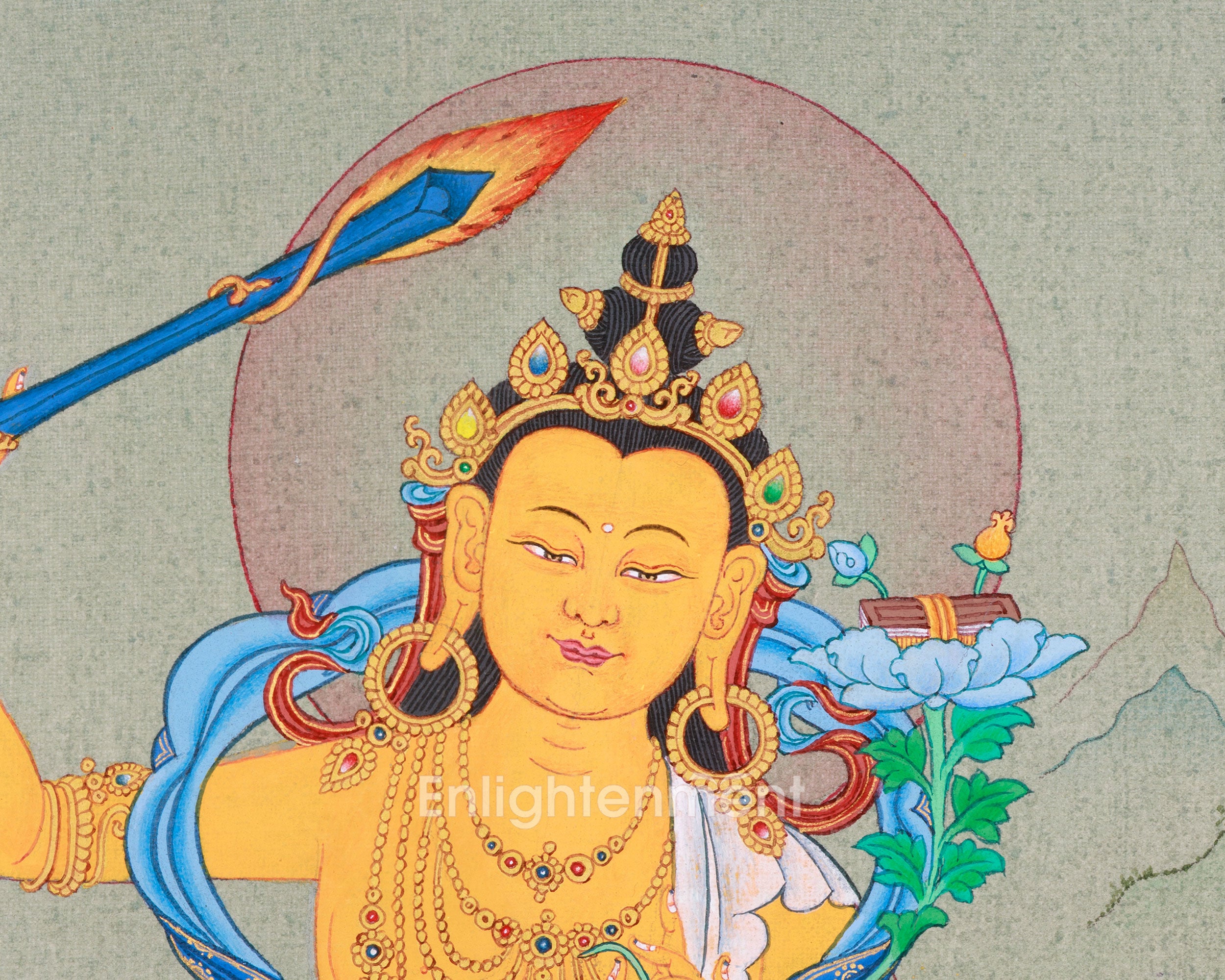 Manjushri Bodhisattva | Small Thangka of Wisdom
