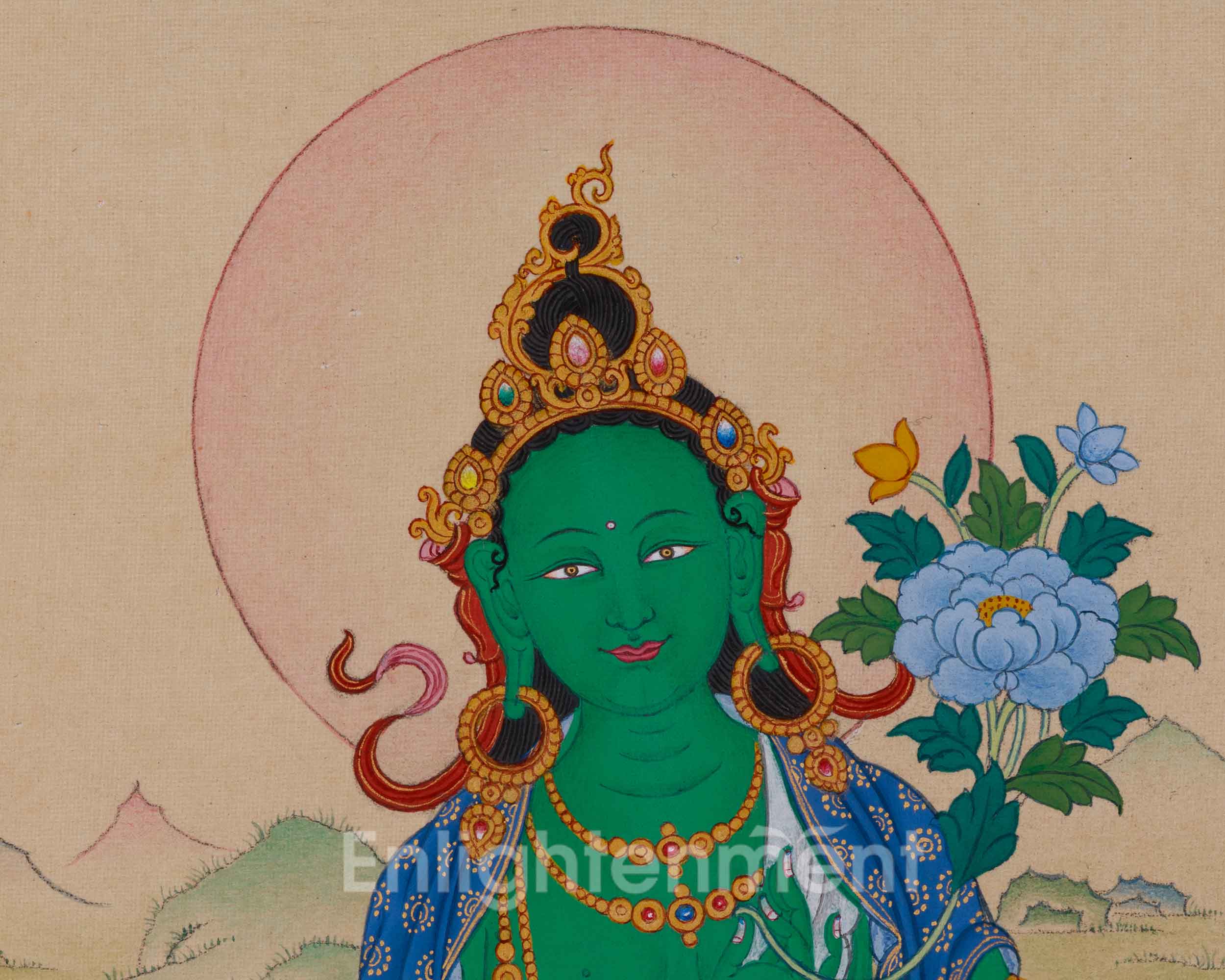 Goddess Green Tara Painting | Female Buddha of Compassion