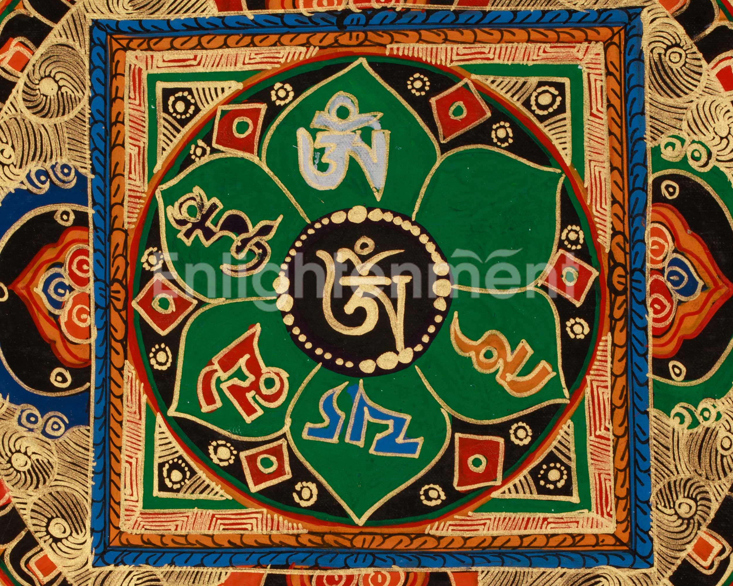 Tibetan Om Mantra Mandala | Himalayan Spiritual Visualization Painting