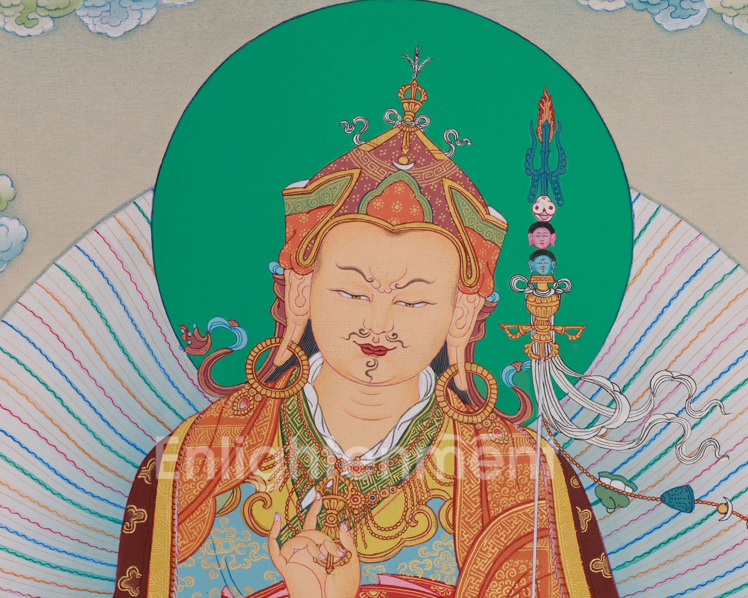Guru Padmasambhava Art | Tibetan Buddhist Thangka Painting for Vajrayana Altar