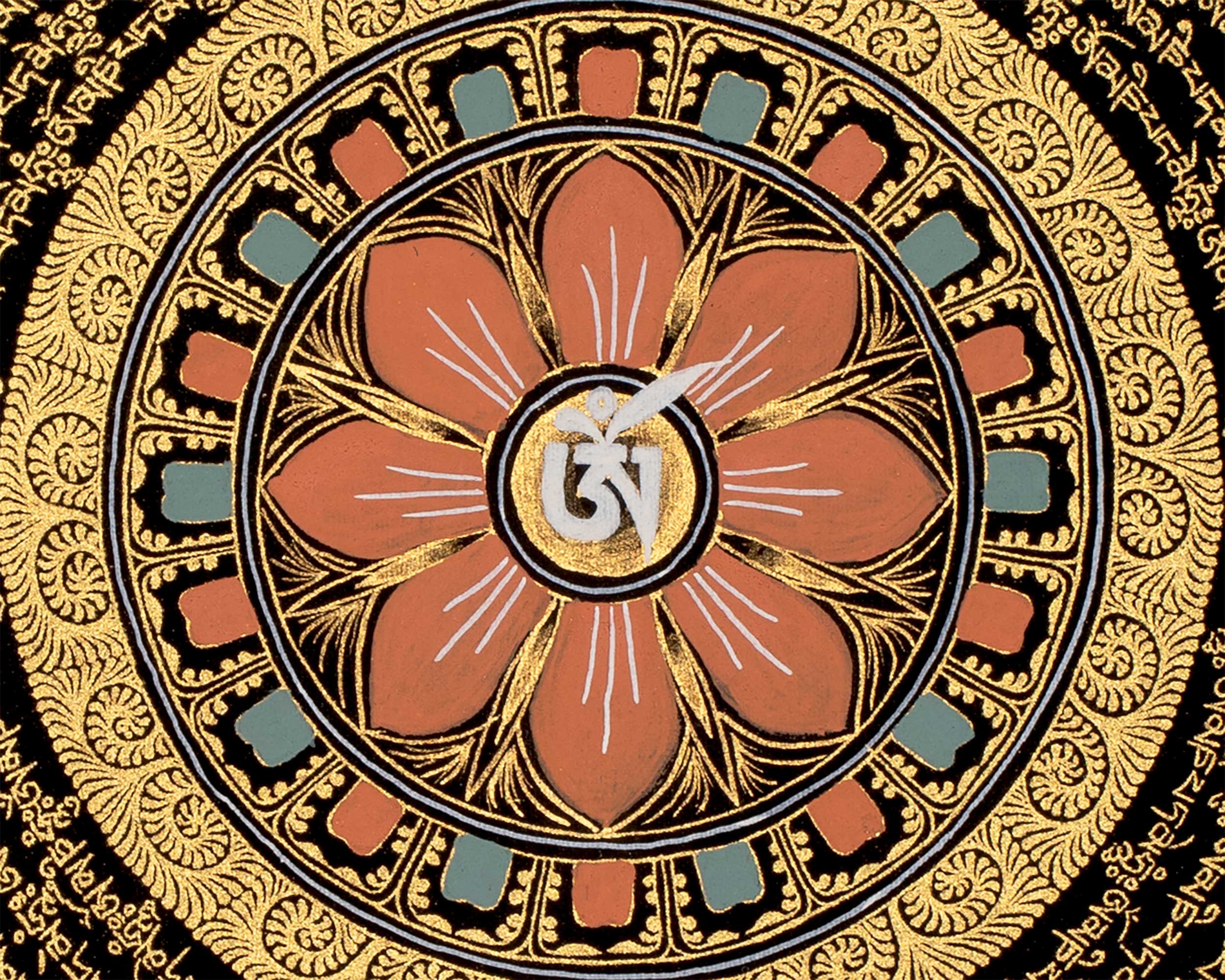 Mantra Mandala Thangka | Original Hand Painted Om Mani Padme Hum Thangka Art