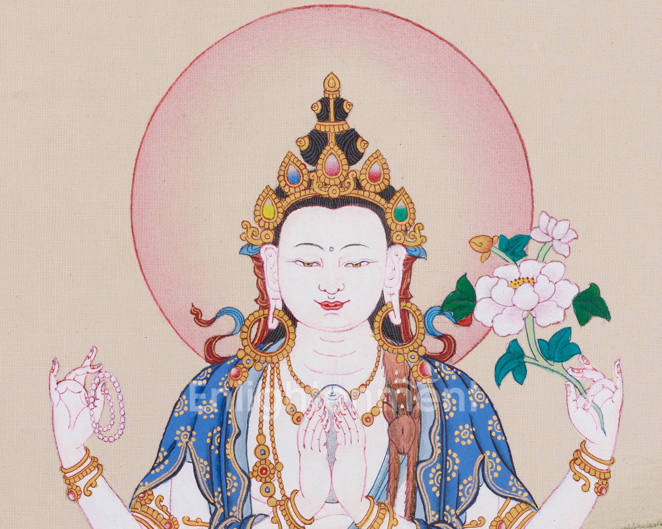 Bodhisattva of Compassion, Avalokiteshvara | A Sacred Thangka of Mercy and Protection