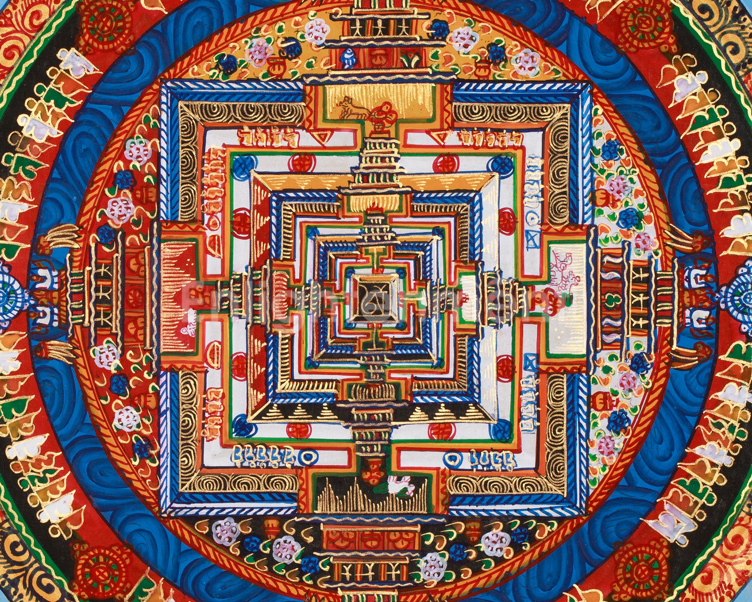 Traditional Kalachakra Mandala Thangka | Wheel of Time in Sacred Art