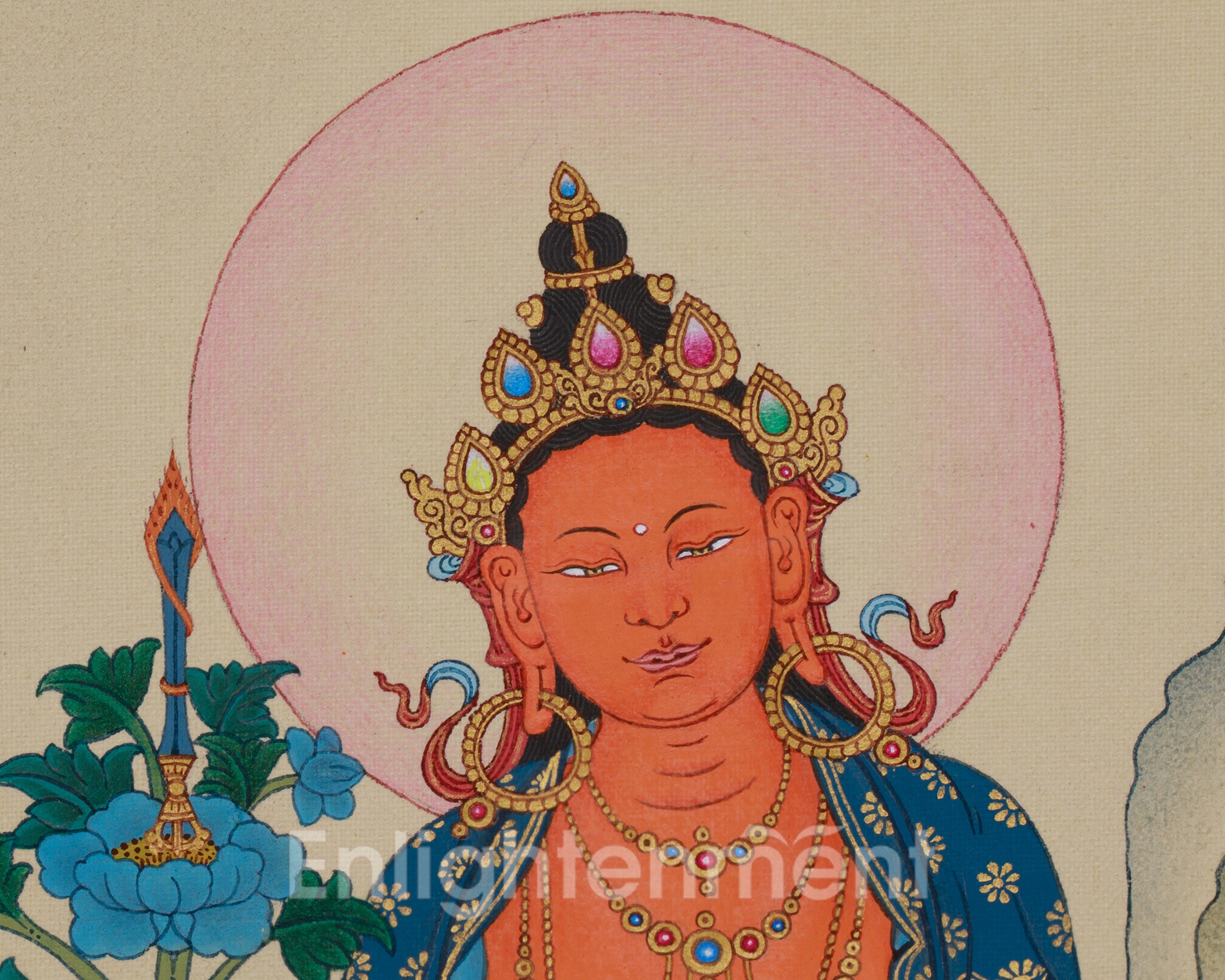 Manjushri Wisdom Bodhisattva Thangka | Flaming Sword | Buddhist Deity