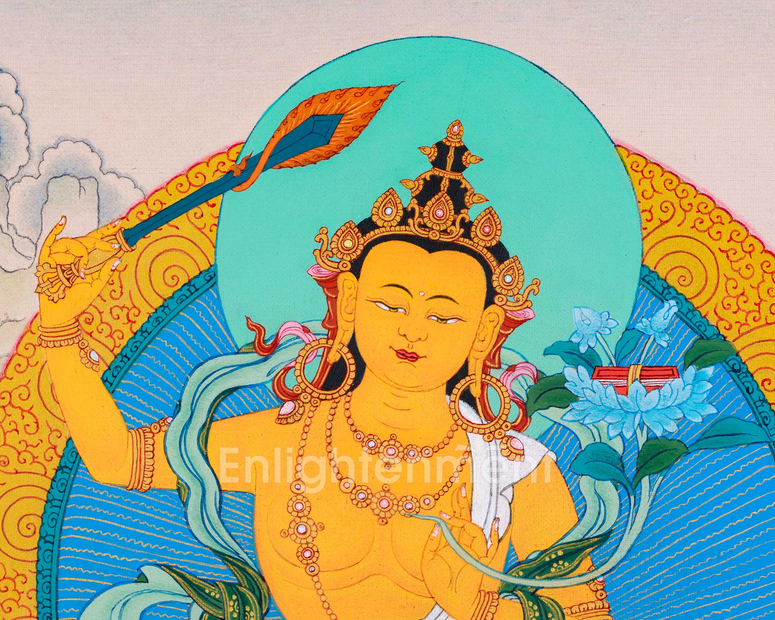 24K Gold Thangka of Manjushri