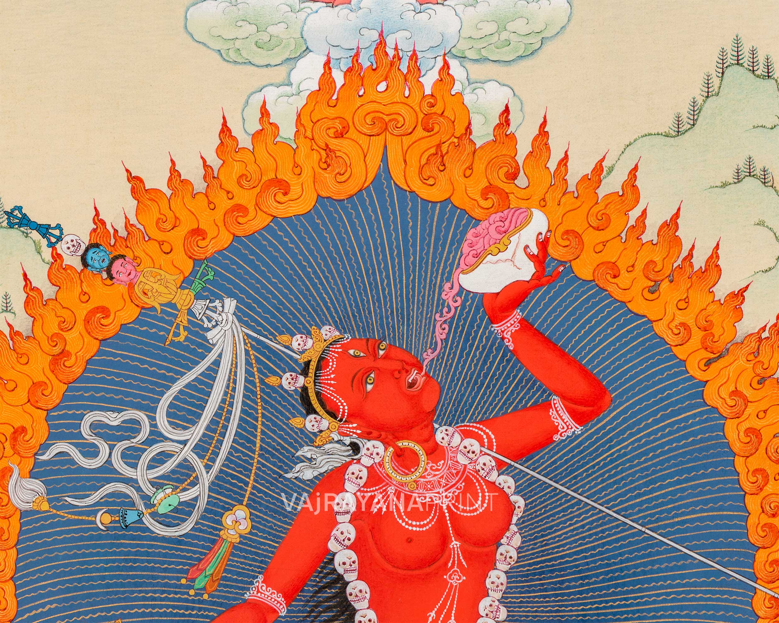 Vajrayogini Dakini Thangka Print | The Divine Feminine Goddess | Spiritual Wall Decoration