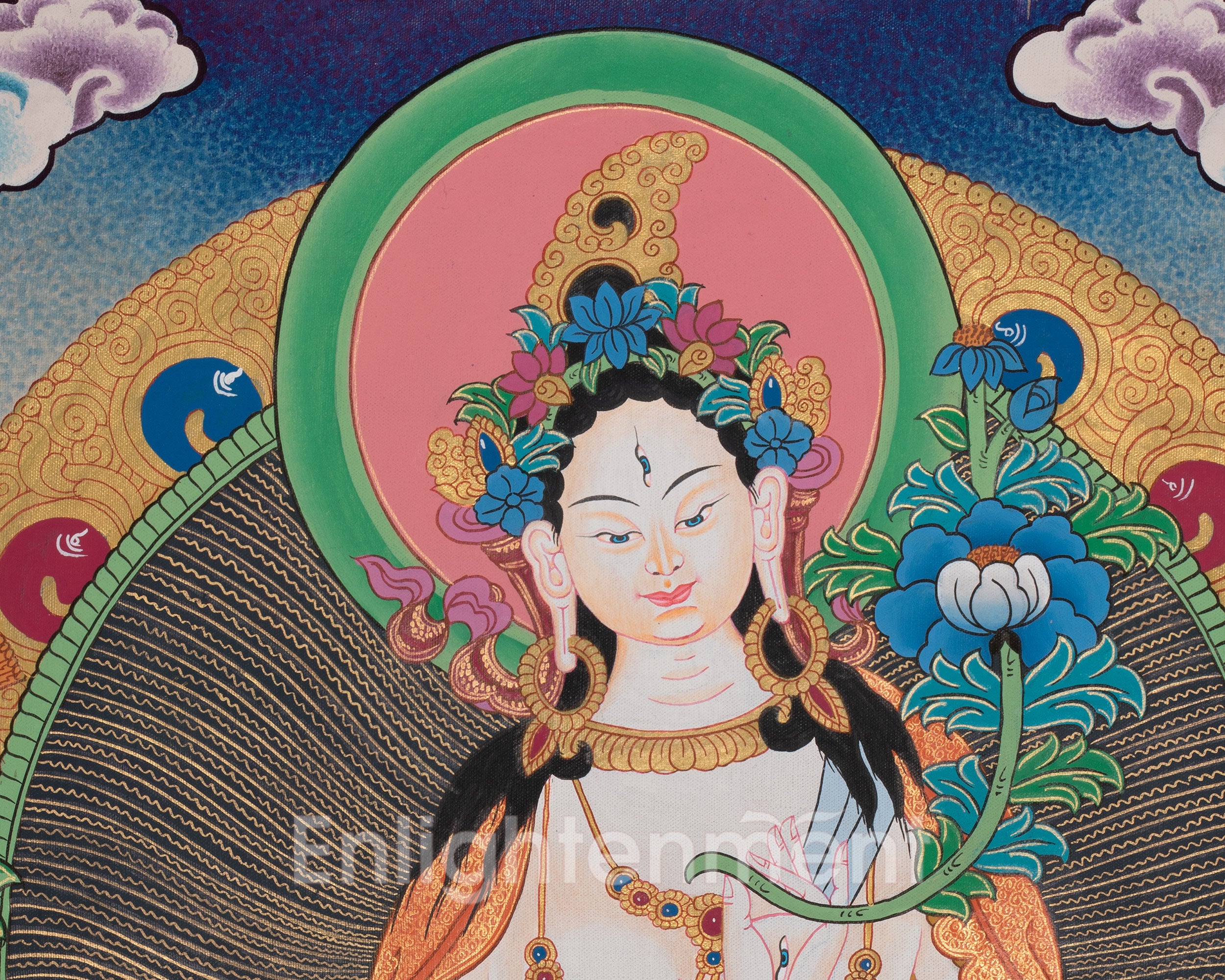 The White Tara Buddha Thangka Painting | Divine Feminine Energy | Meditation Decor