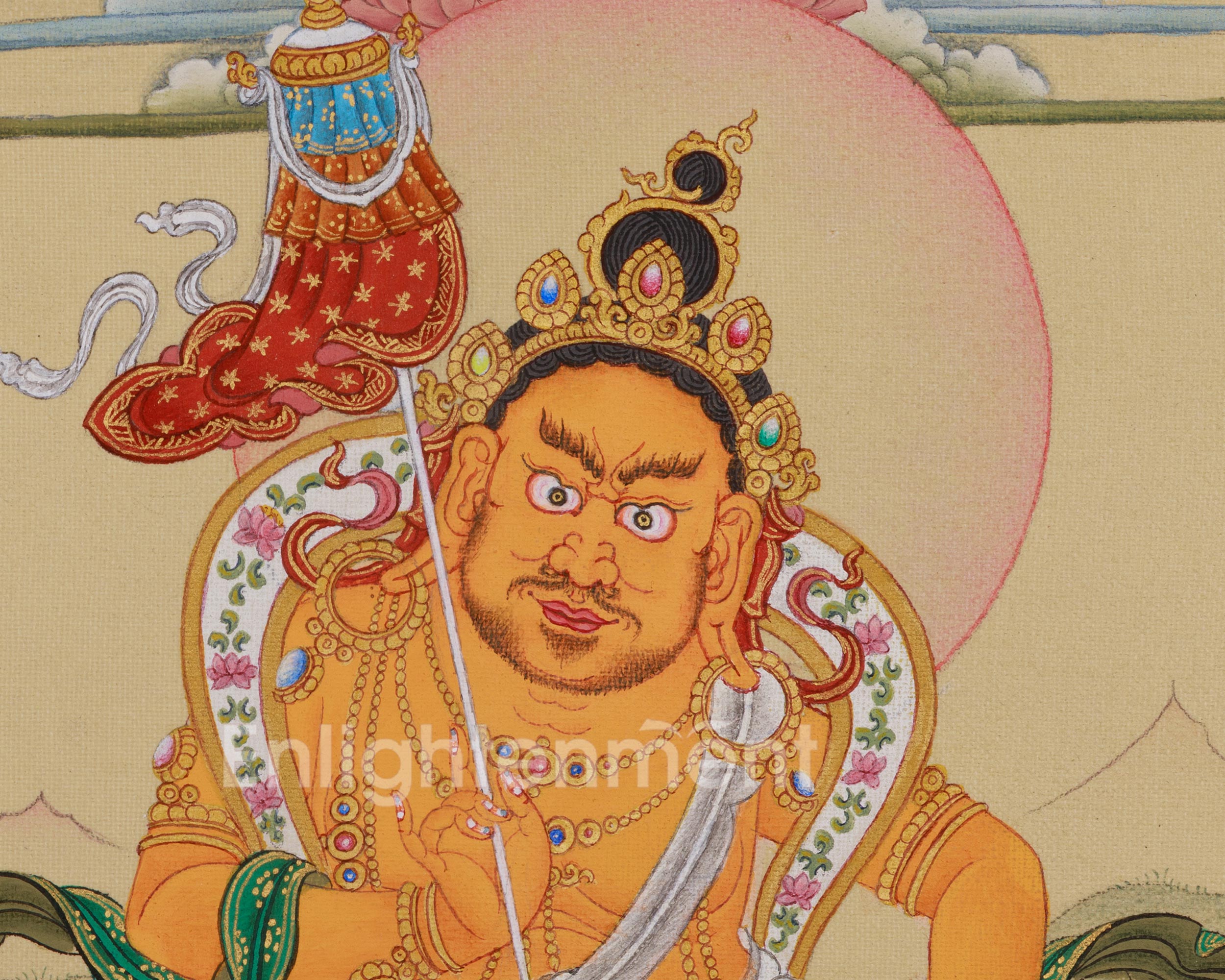 Himalayan Thangka of Namtoshe with Ratnasambhava | Sacred Wealth and Wisdom Art