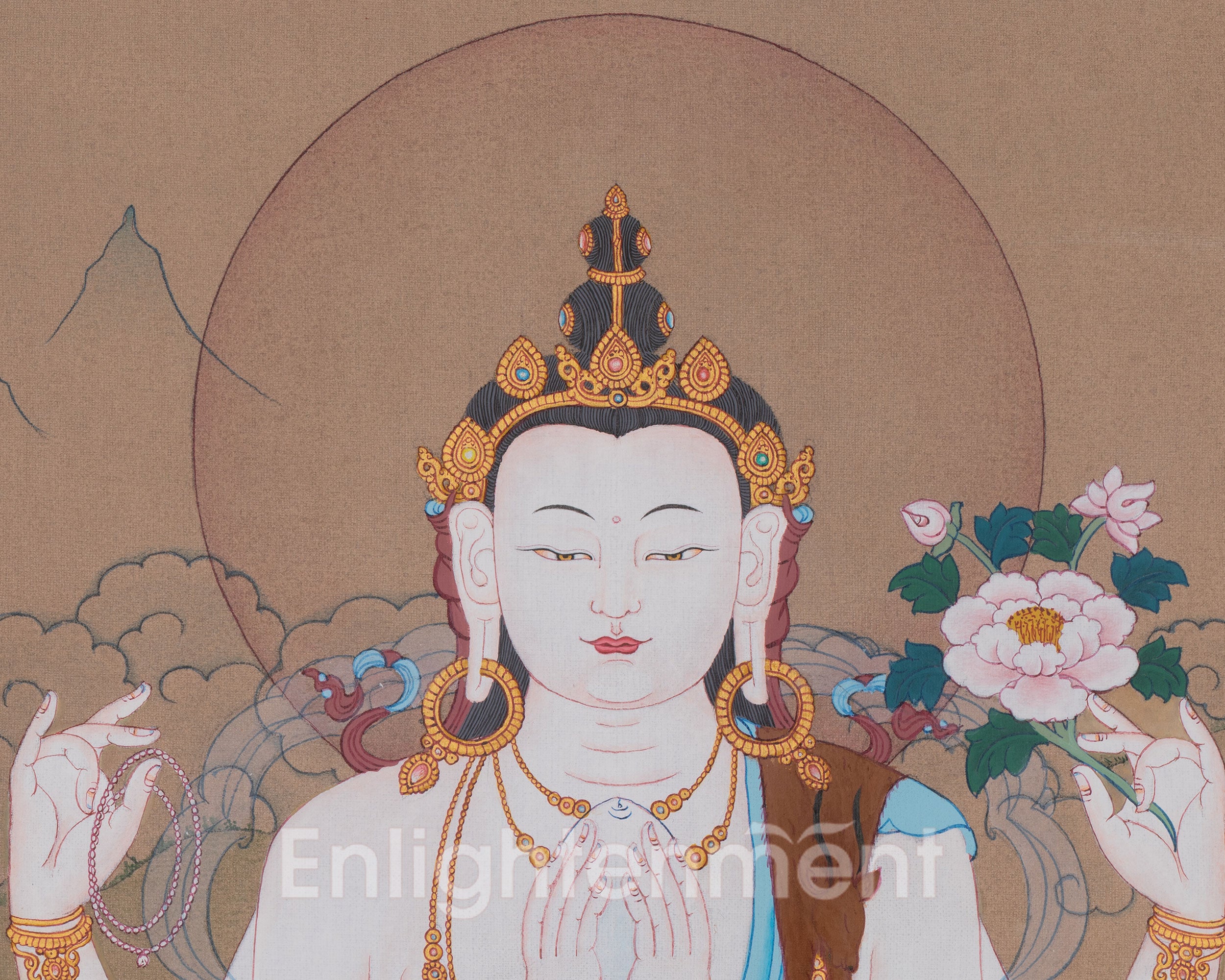 Chenrezig Compassion Deity Thangka | Avalokiteshvara Artwork | Mercy of all buddhas