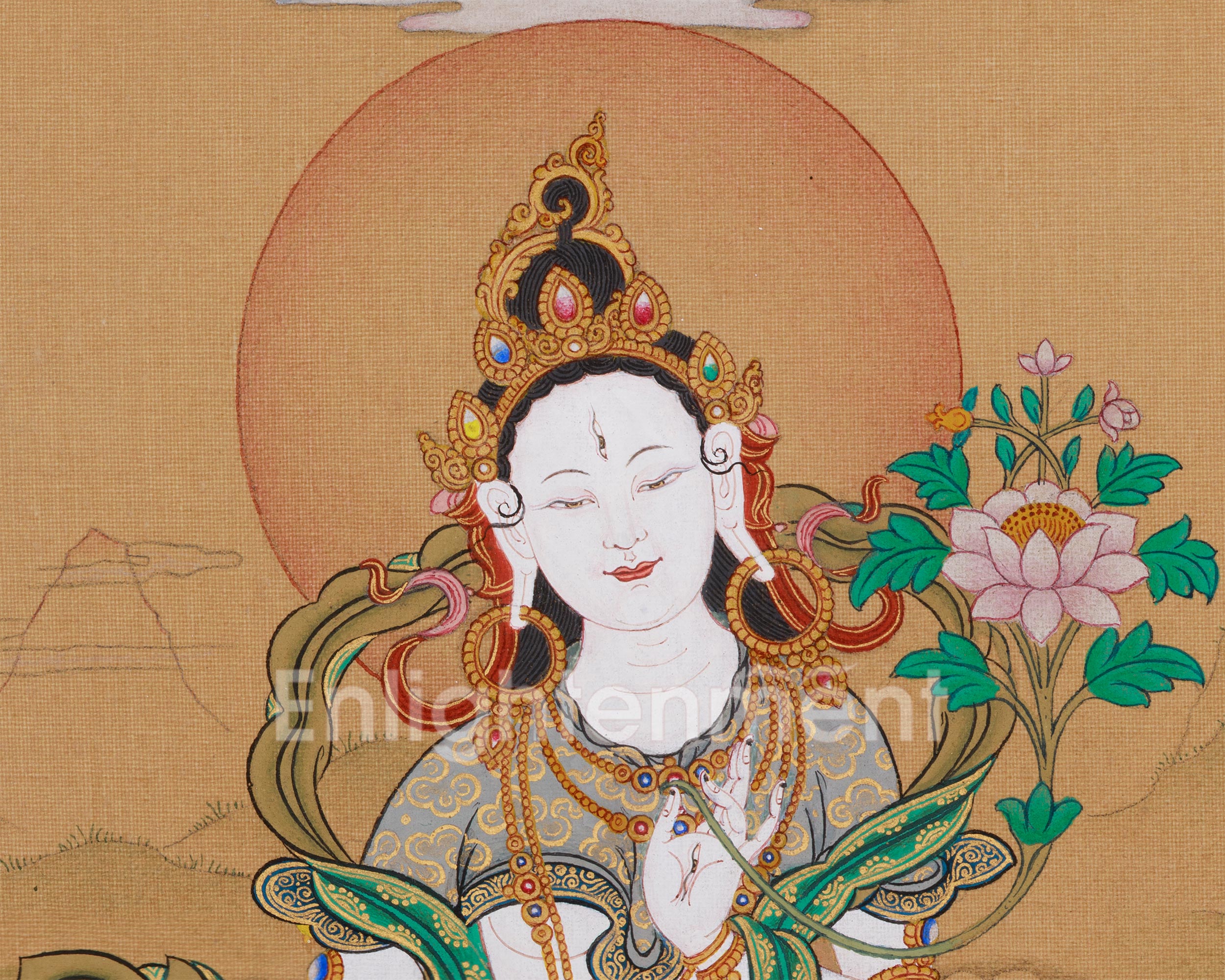 White Tara with Amitabha Buddha Thangka | Symbol of Eternal Compassion