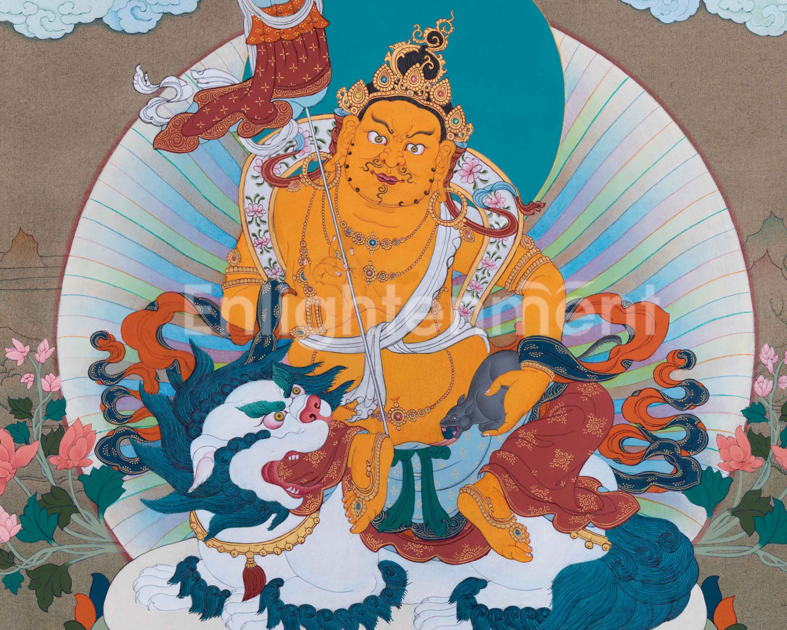 Five Dzambhala Thangka | Deity of Wealth and Compassion | Nepalese Hand-painted Thangka