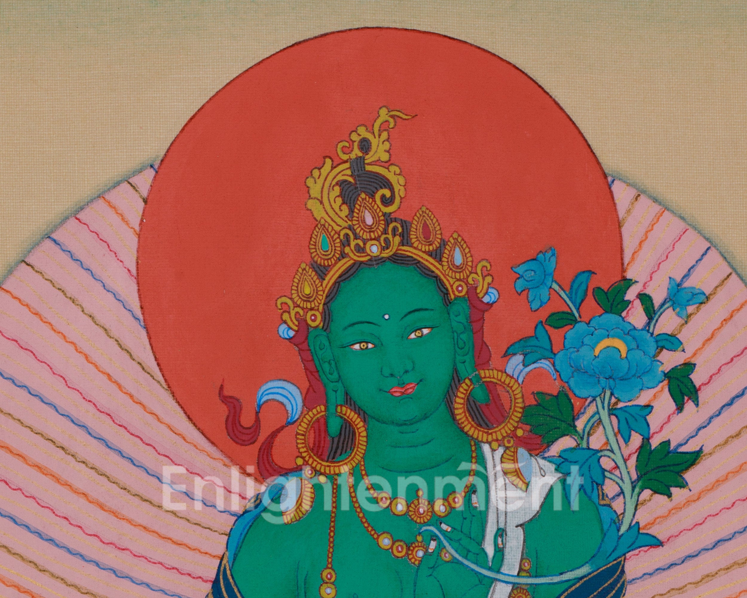 Green Tara Deity Art | Goddess of Compassion, Healing, and Protection | In BROCADE