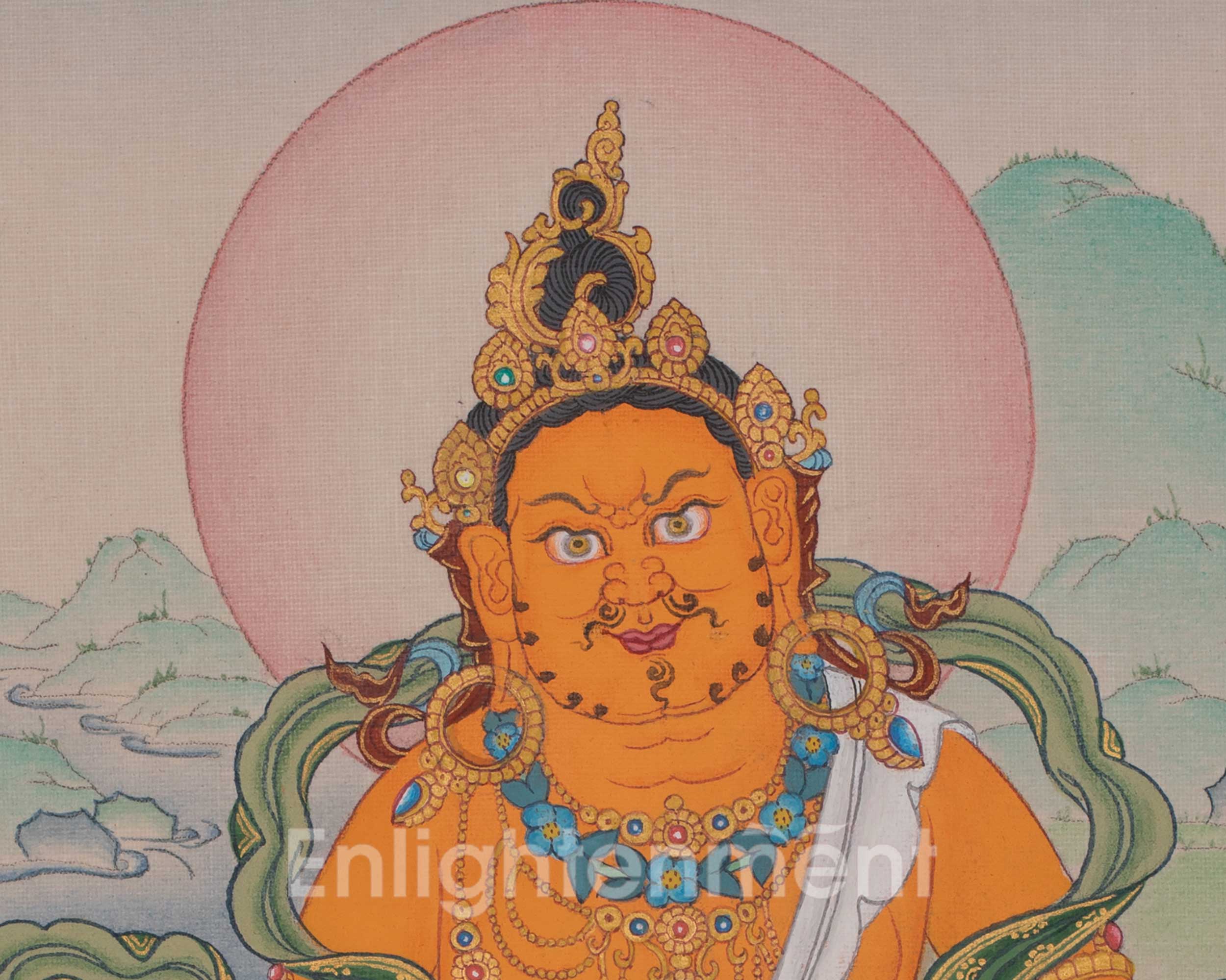 Dzambhala Himalayan Art | Wealth Deity Thangka | Hand-Painted Artwork