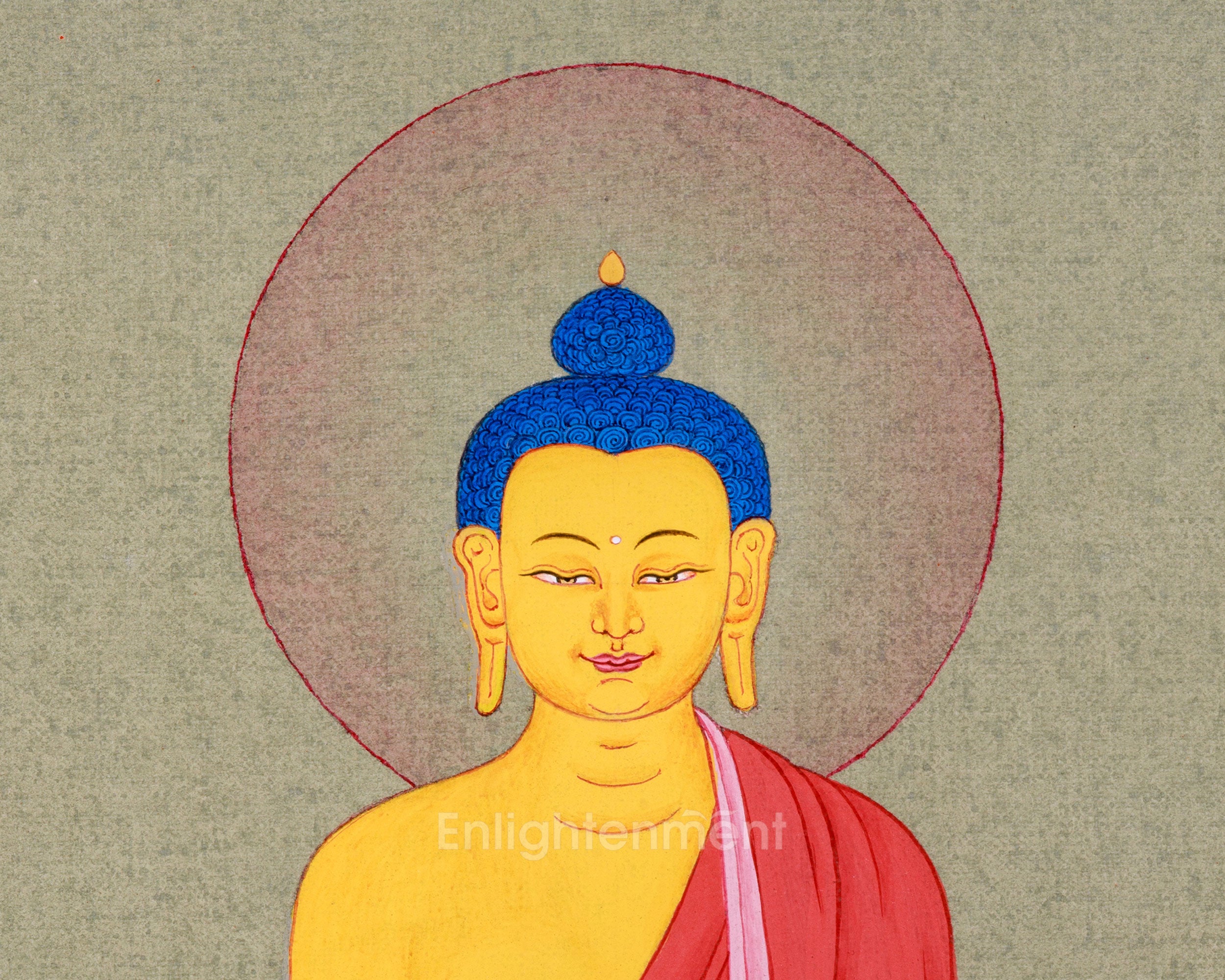 Unique Shakyamuni Buddha Thangka | Original Artwork | Small Cotton Canvas