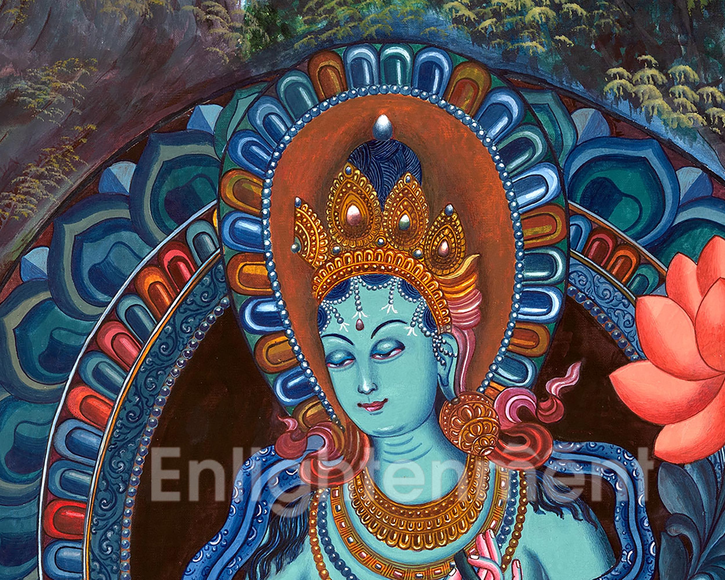 Mother of all Buddhas, Shyama Tara | Buddhist Goddess Paubha Art