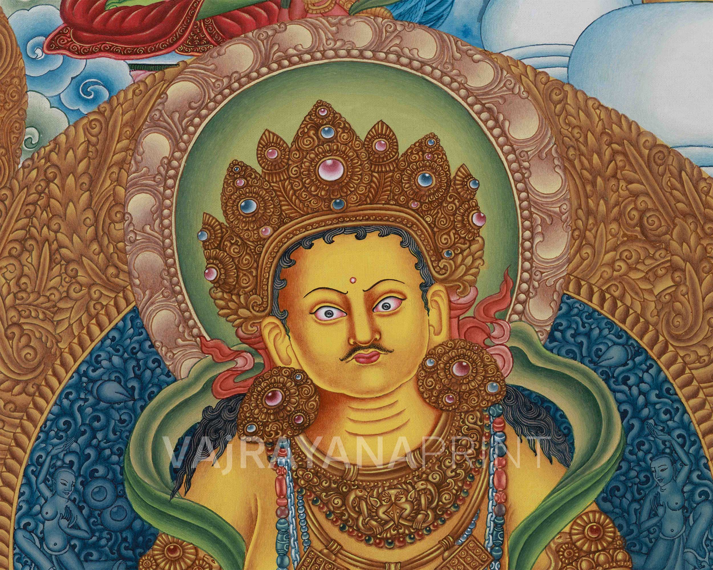 Deity of Wealth, Yellow Dzambhala | Guardian of Prosperity on Cotton Canvas