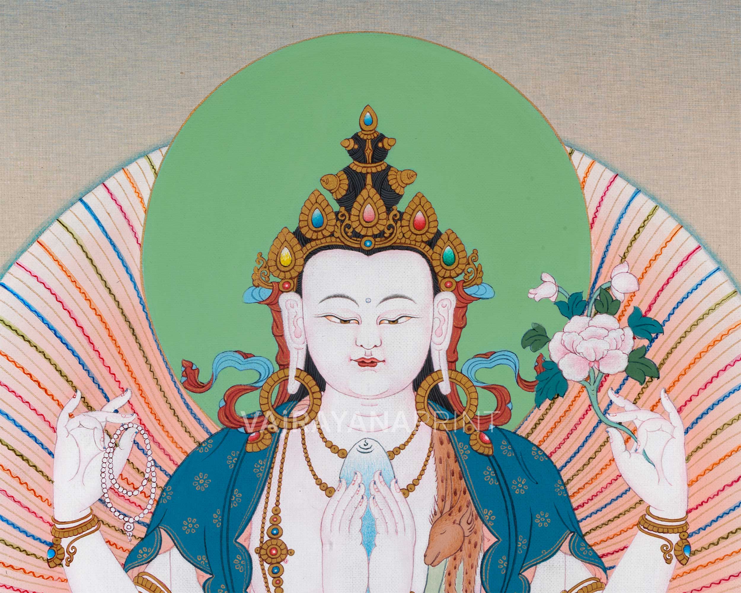 Chenresig, Manjushri and Vajrapani Thangka Print | Digital Printing