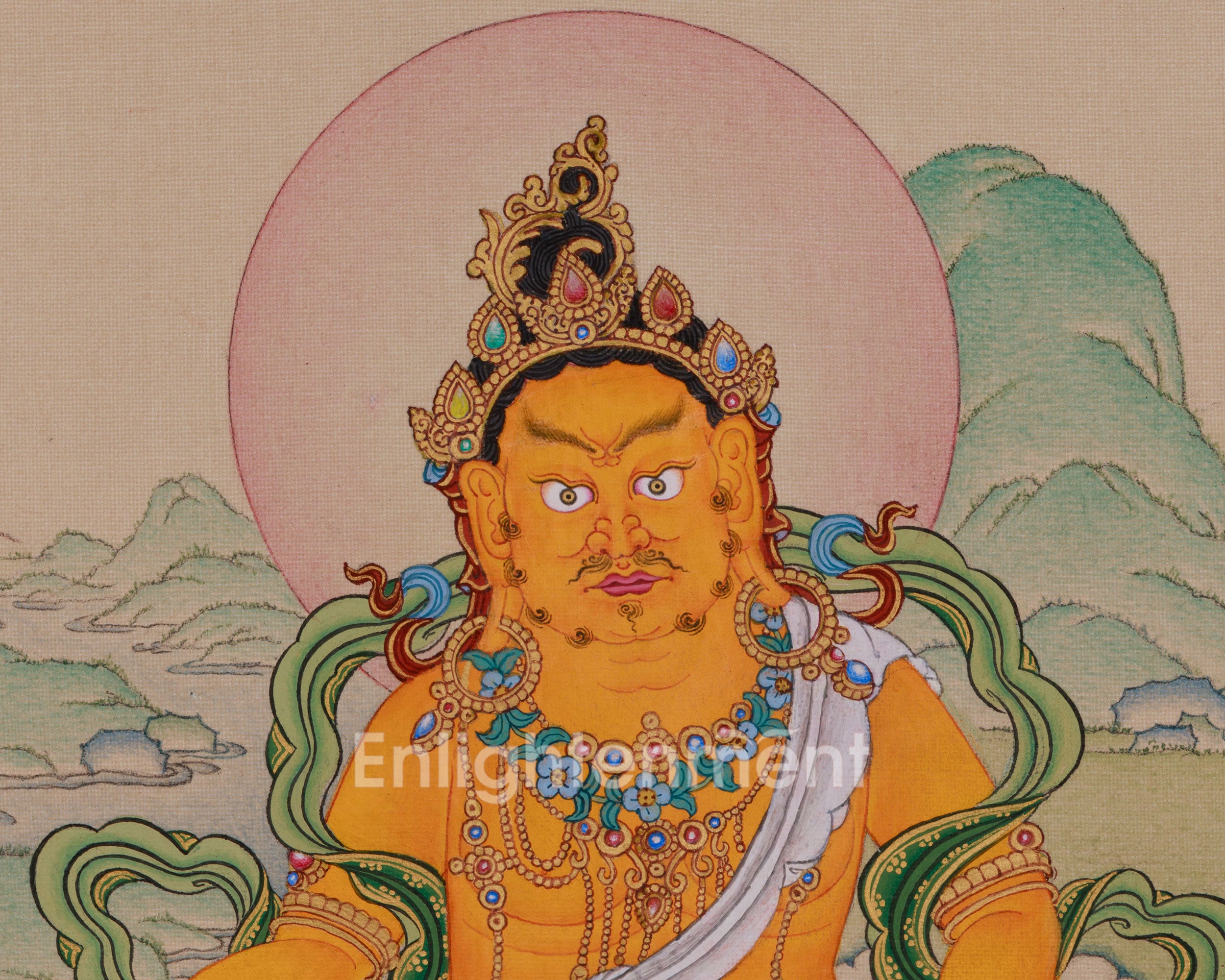 Powerful Wealth Deity, Jambhala | Thangka Painting for Prosperity