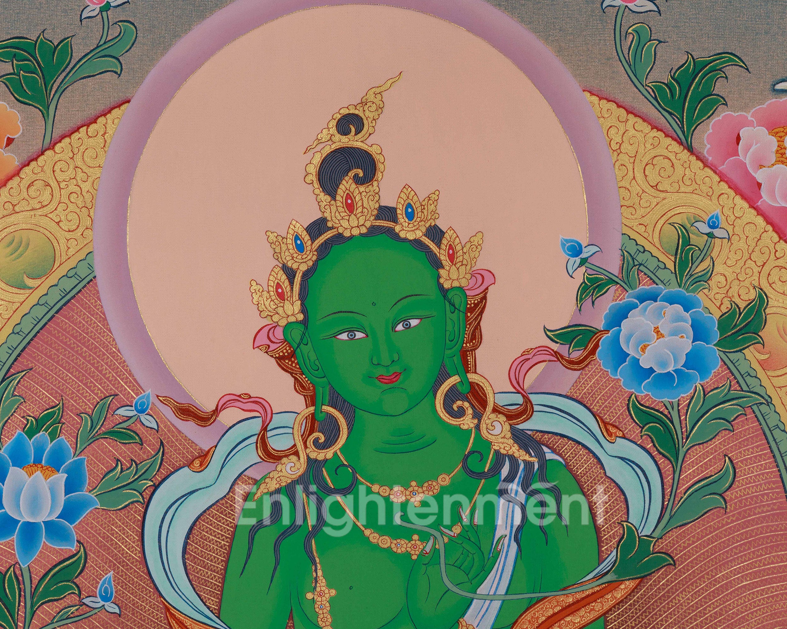 Green Tara Healing and Protection Art | Mother of All Buddhas | Wall Hanging