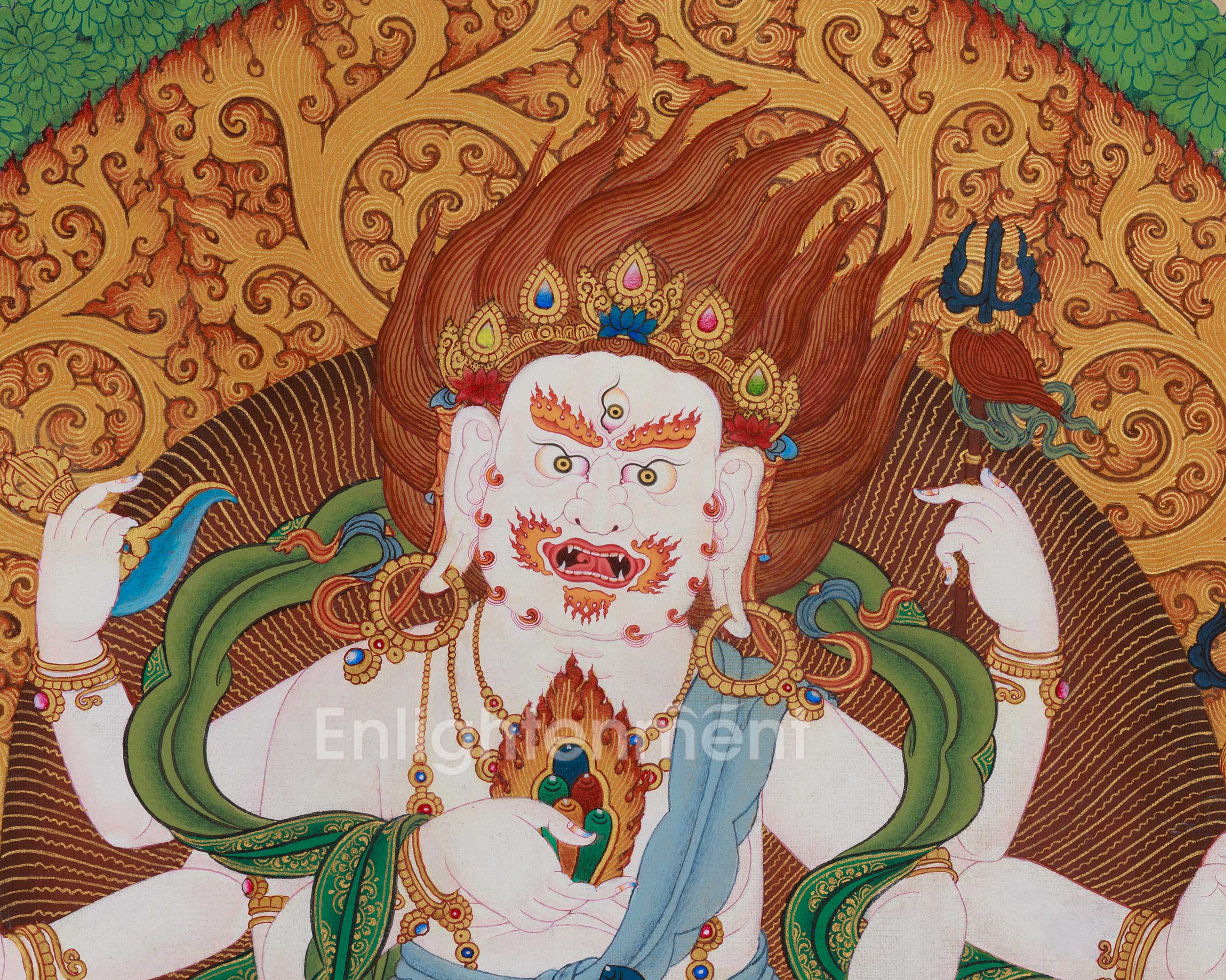 Divine Thangka of White Mahakala | Prosperity Deity