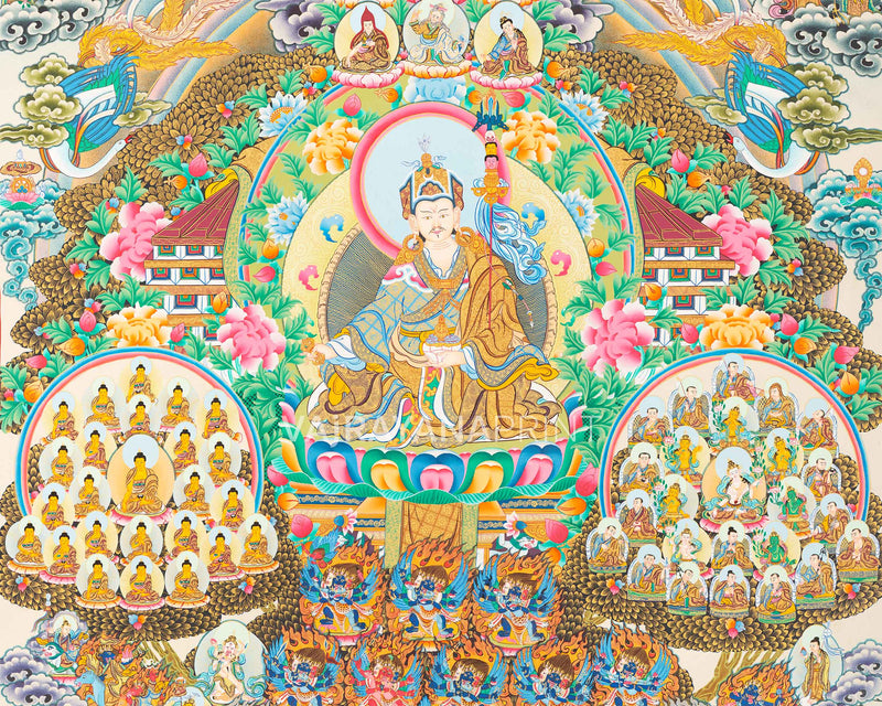 Guru Padmasambhava Giclee Print For Spiritual Room Decor | The Lotus Born Master Rinpoche Thangka