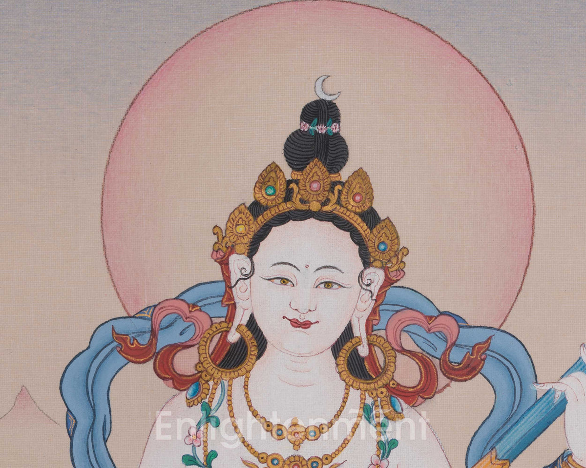 Saraswati Thangka Painting | Goddess of Knowledge, Music, Arts, Wisdom, And Learning