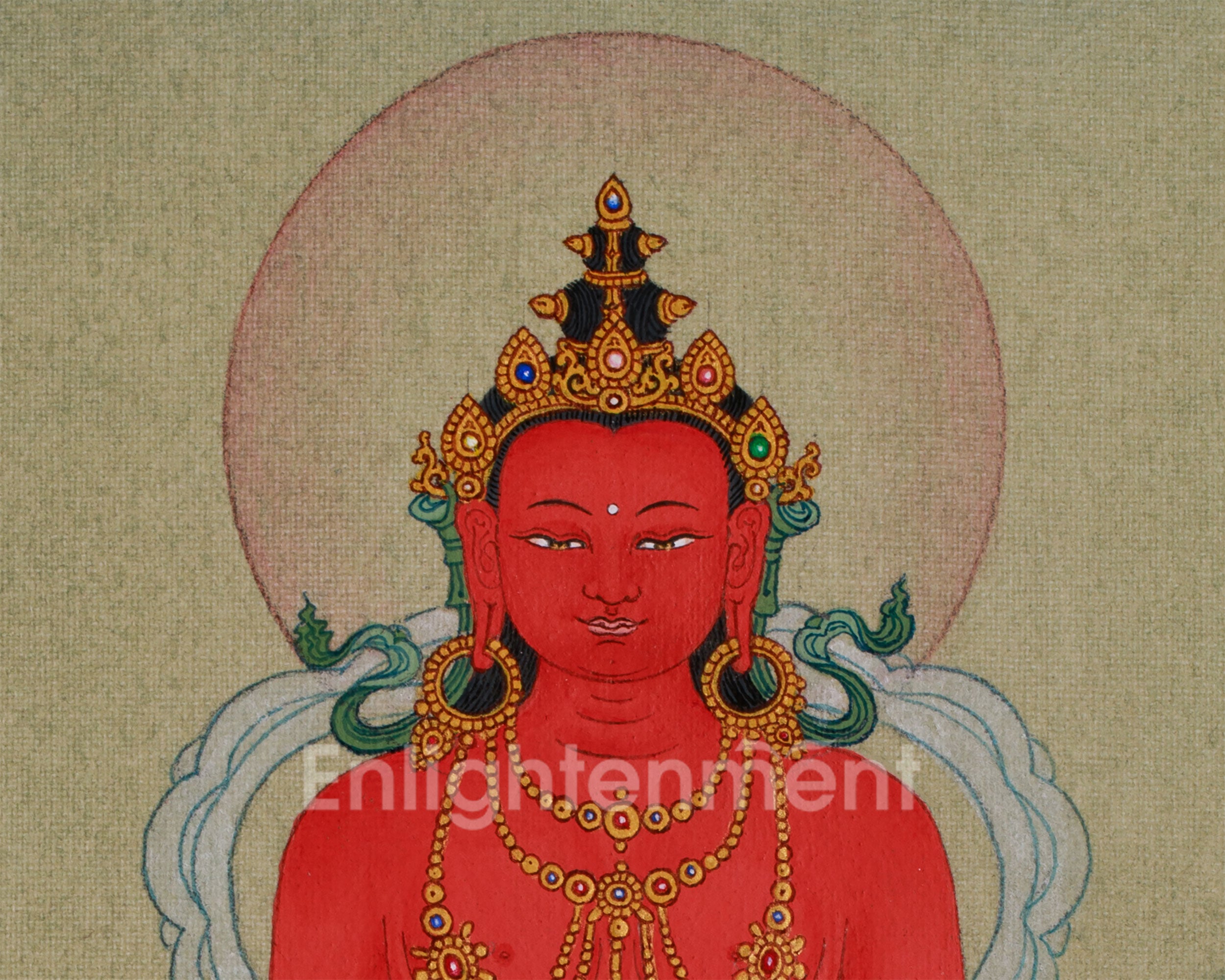 Compact Thangka of Amitayus Buddha | Red Buddha of Long Life