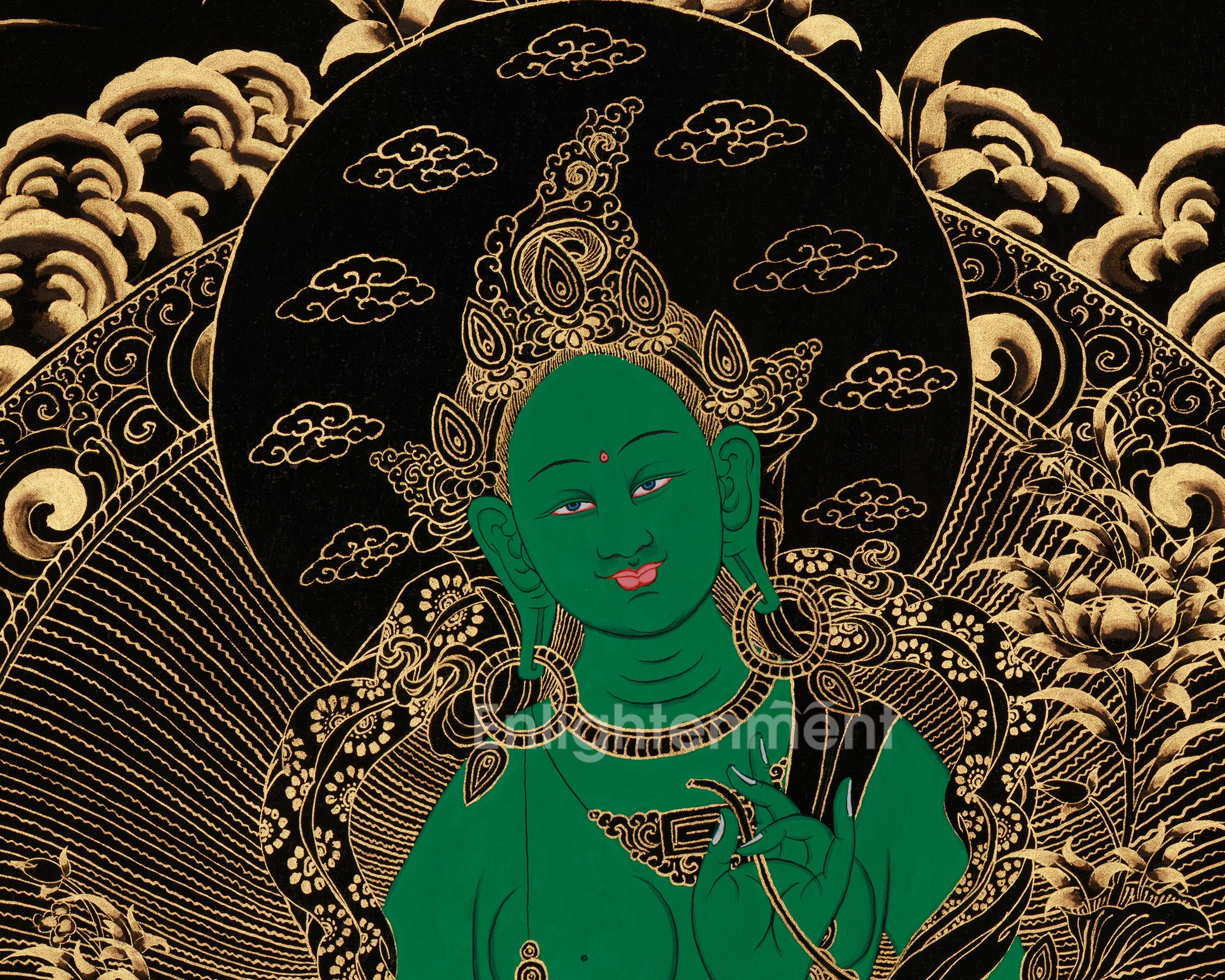 Divine Thangka Of Green Tara | Tibetan Buddhist Art | Meditation Altar