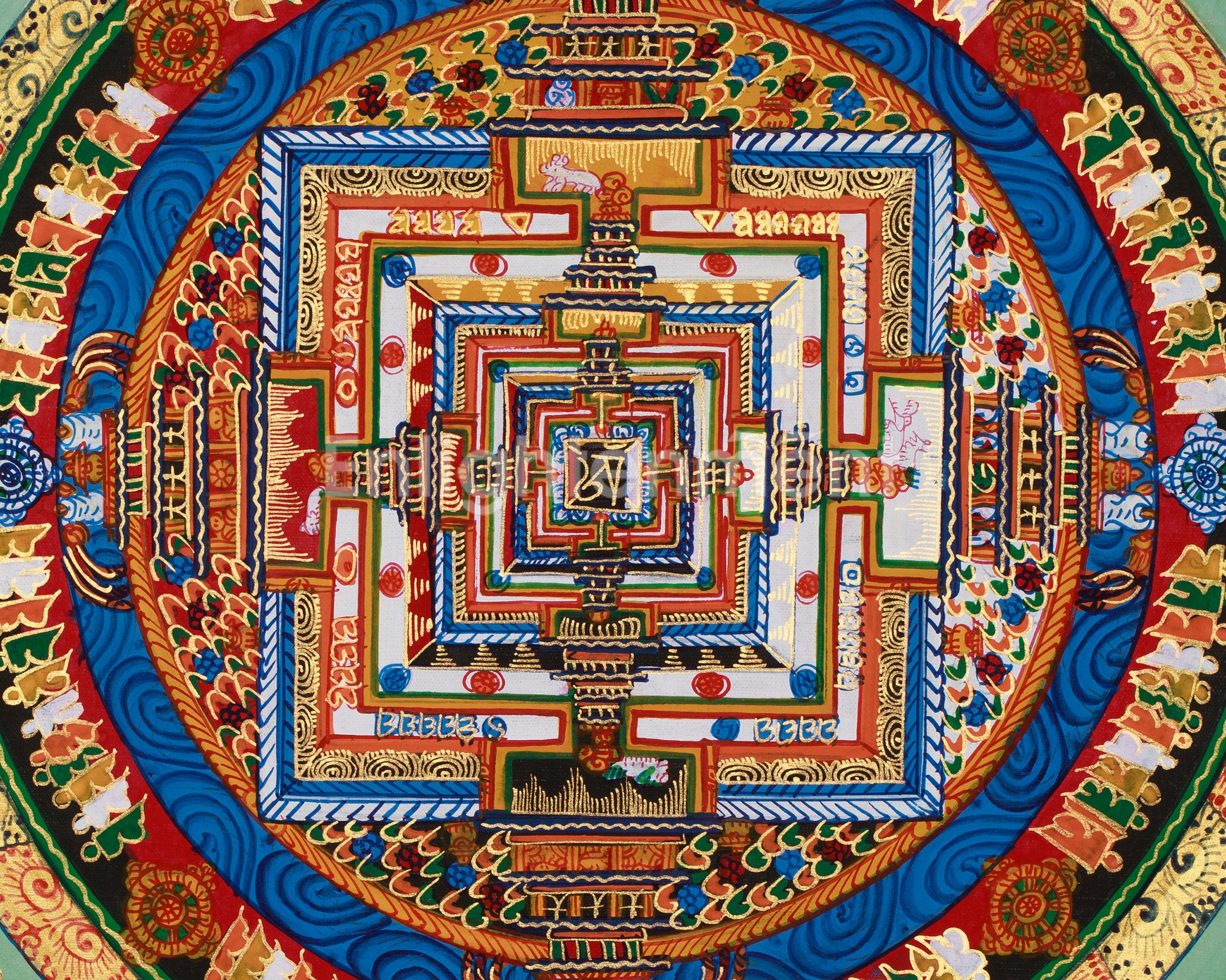 Traditional Kalachakra Mandala Thangka | Wheel of Time in Sacred Art