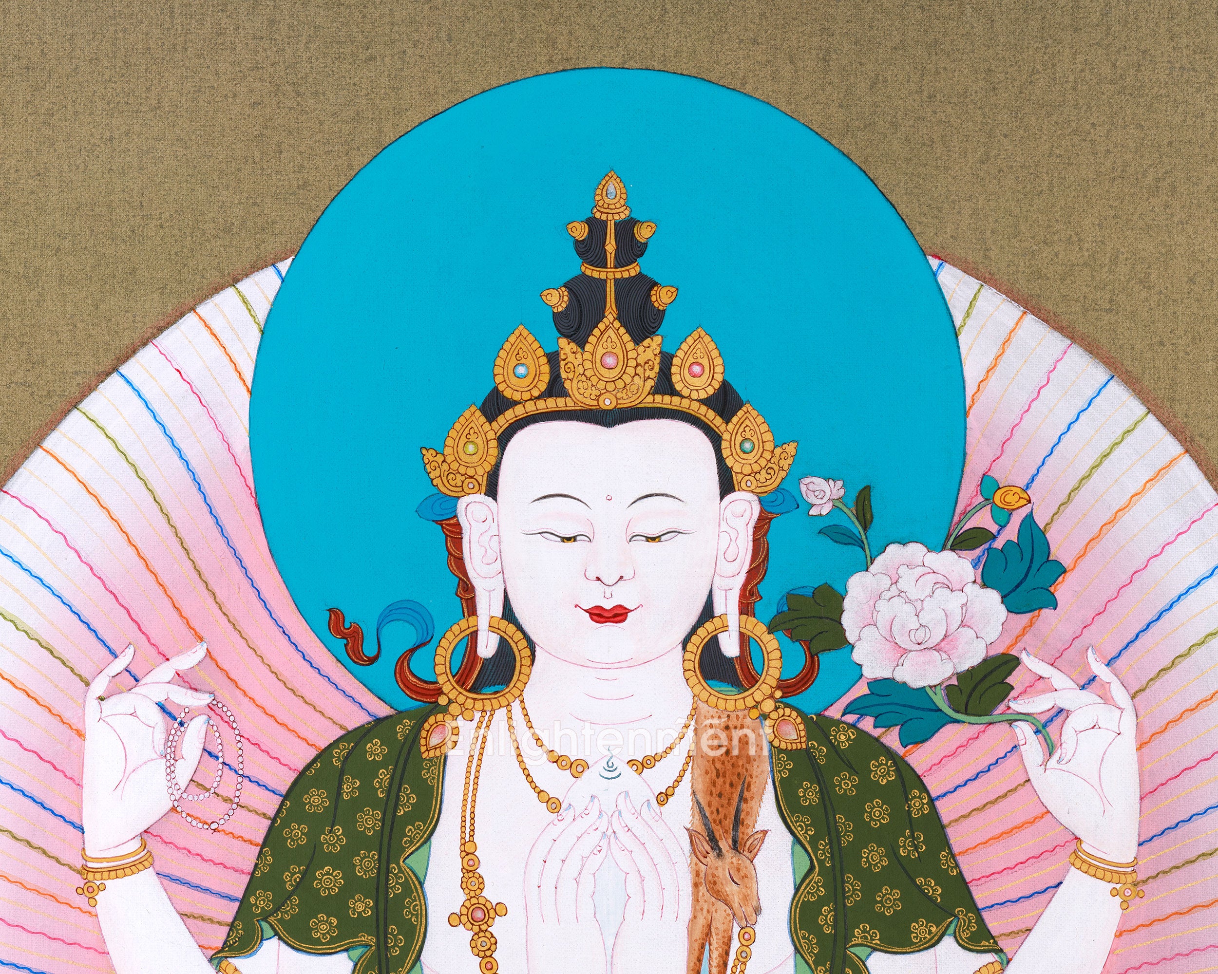 Journey to Compassion: Chenrezig Thangka | Gateway to Inner Tranquility