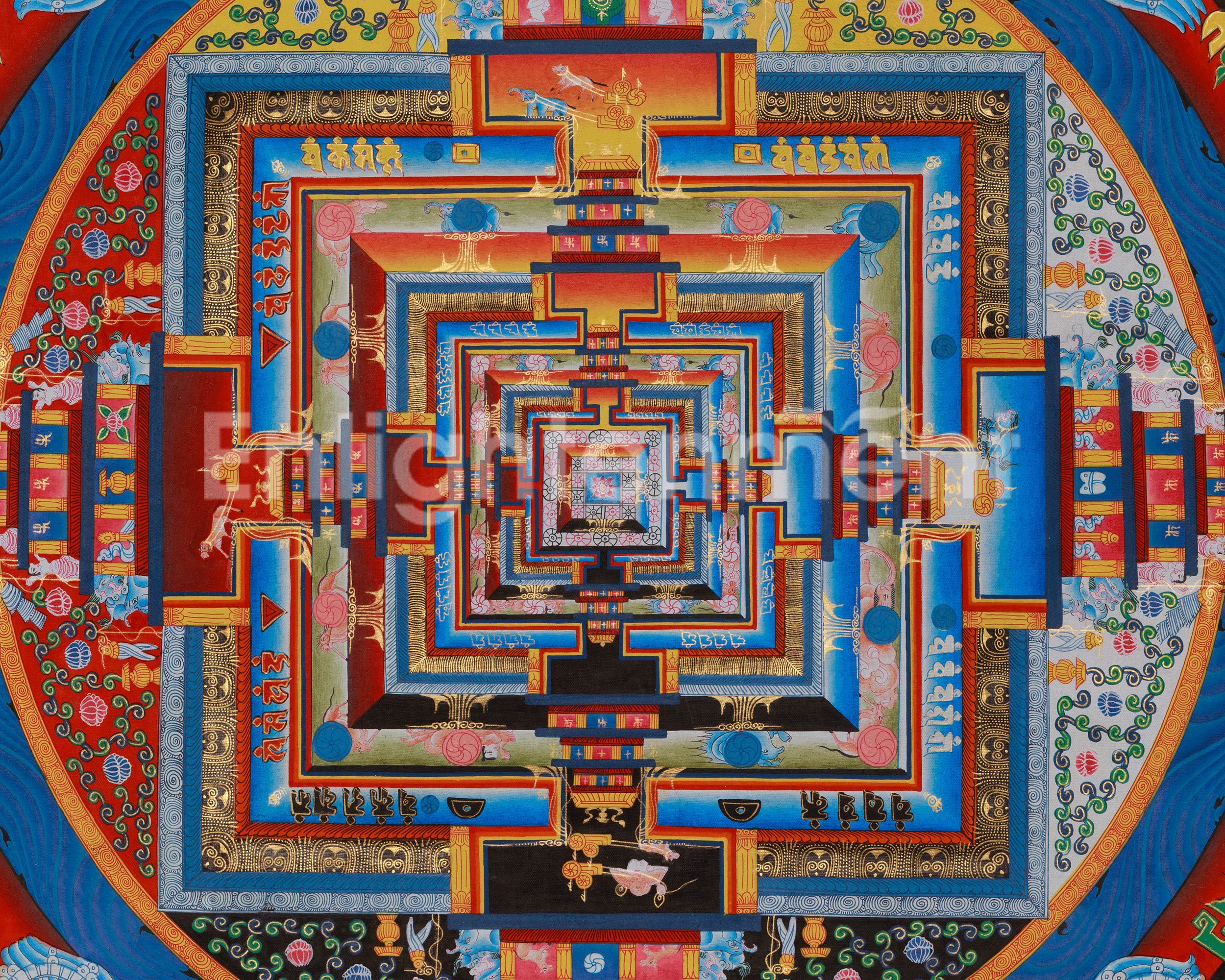Authentic Kalachakra Mandala Art | Tibetan Wheel of Time Thangka