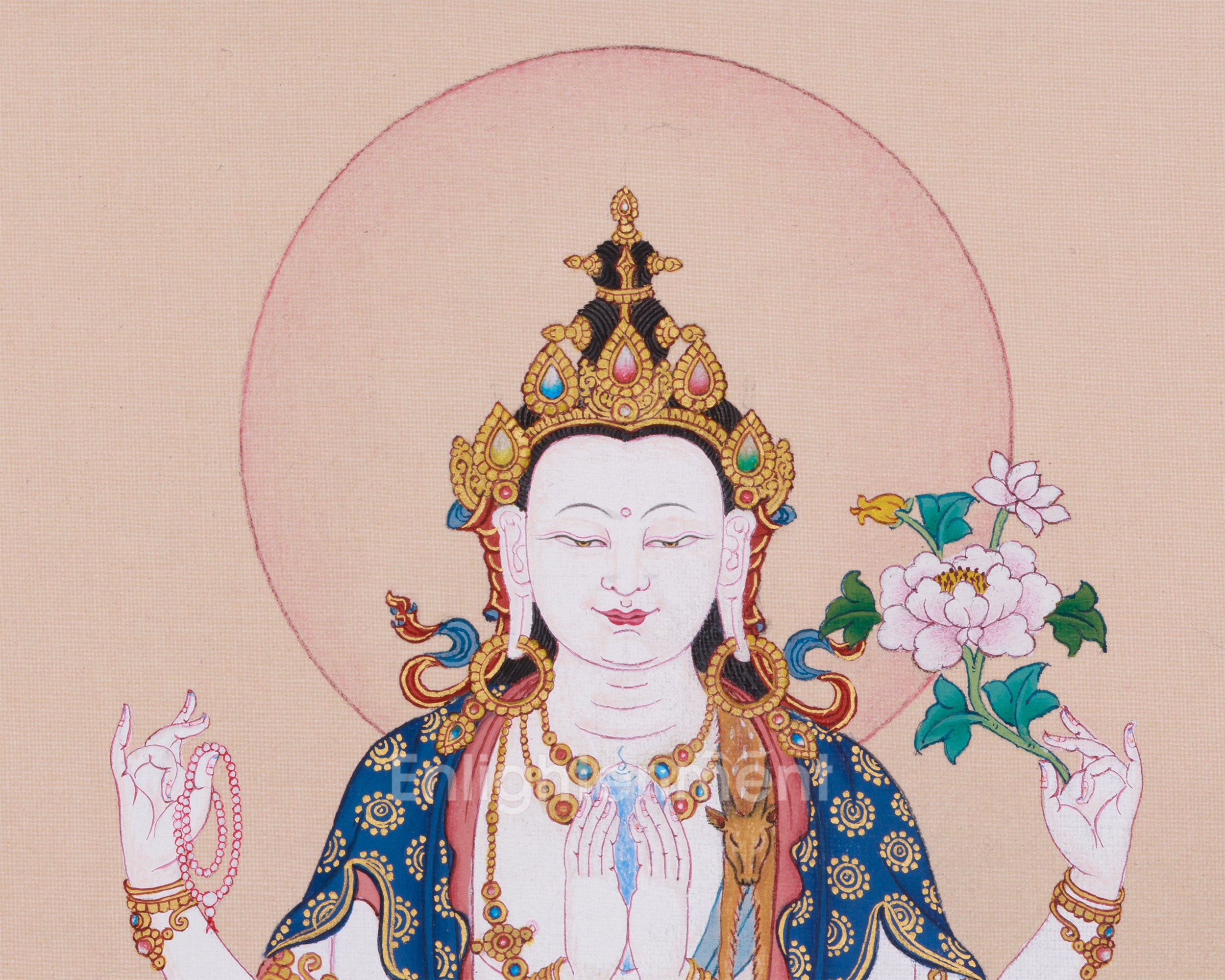 Hand-Painted Bodhisattva Chenrezig Art | Infinite Compassion and Enlightenment