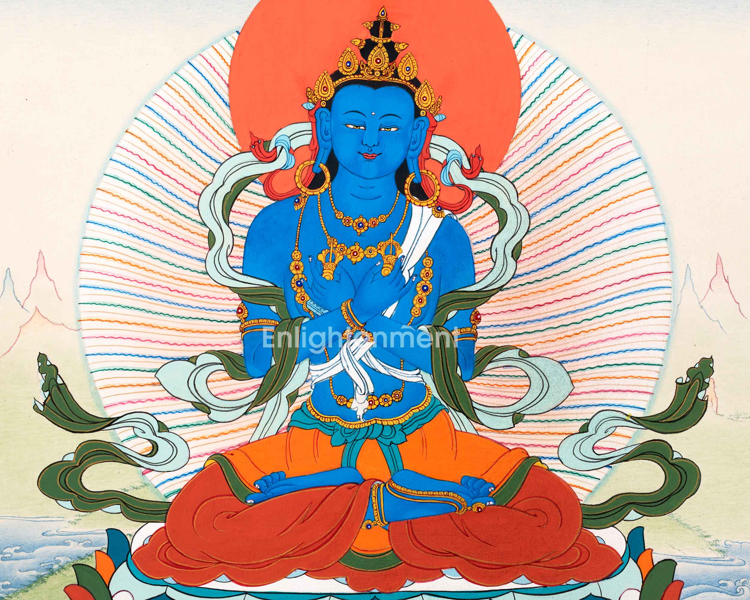 Hand Painted Vajradhara Thangka | Primordial Buddha Guru Dorje Chang | Hanpainted Thangka Art